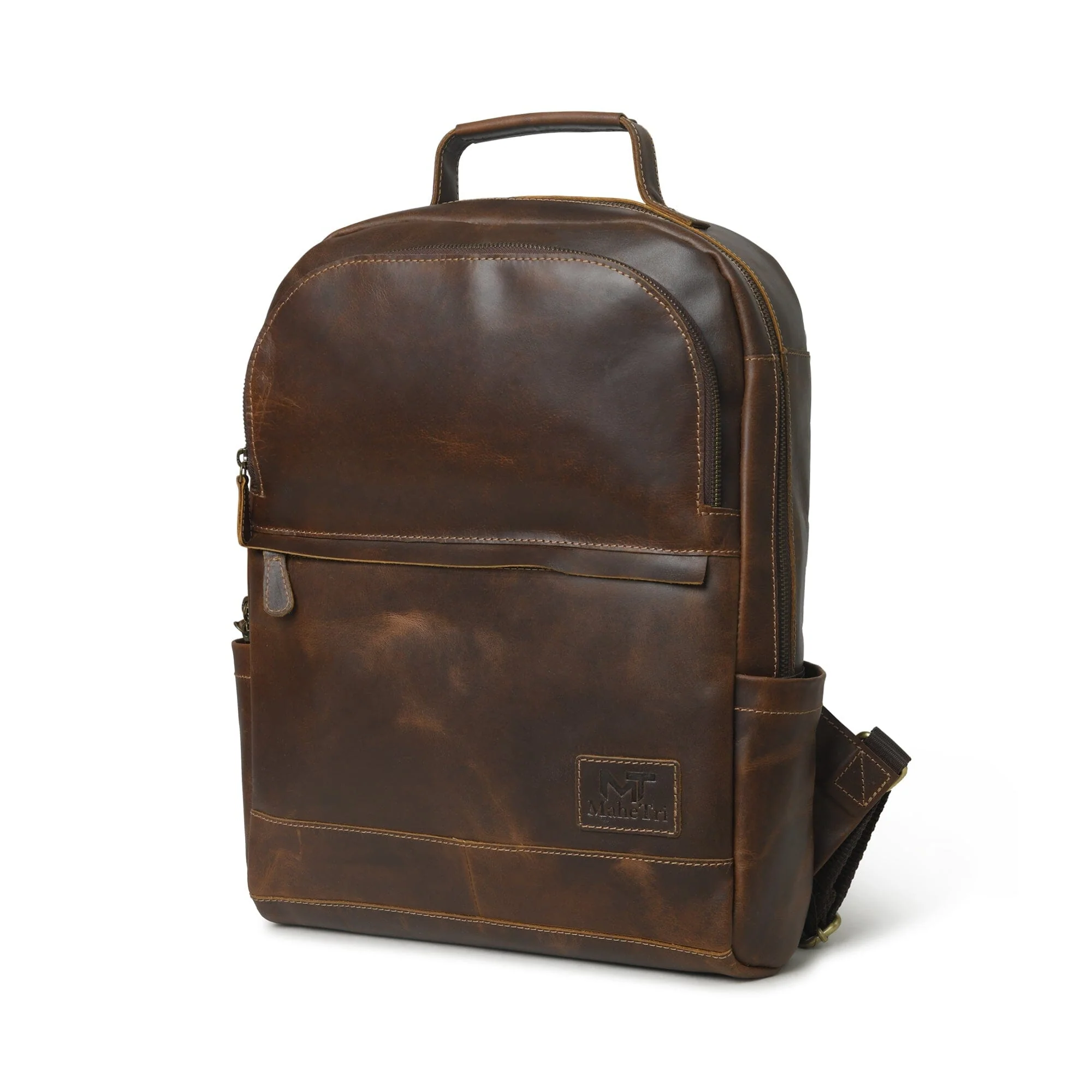 MaheTri Cambridge Unisex Buffalo Leather Backpack - Image 7
