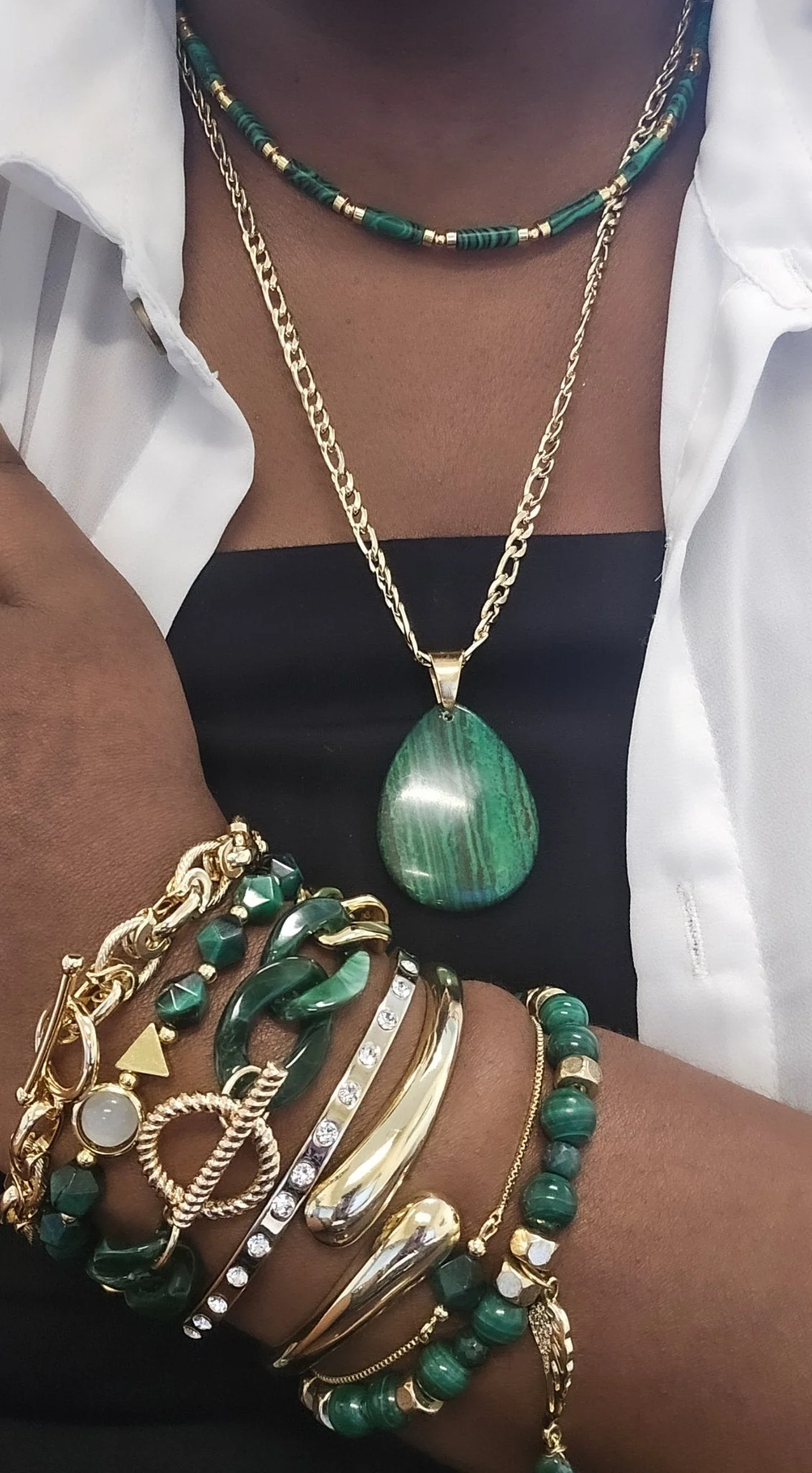Malachite and Emerald Bracelet - Image 2
