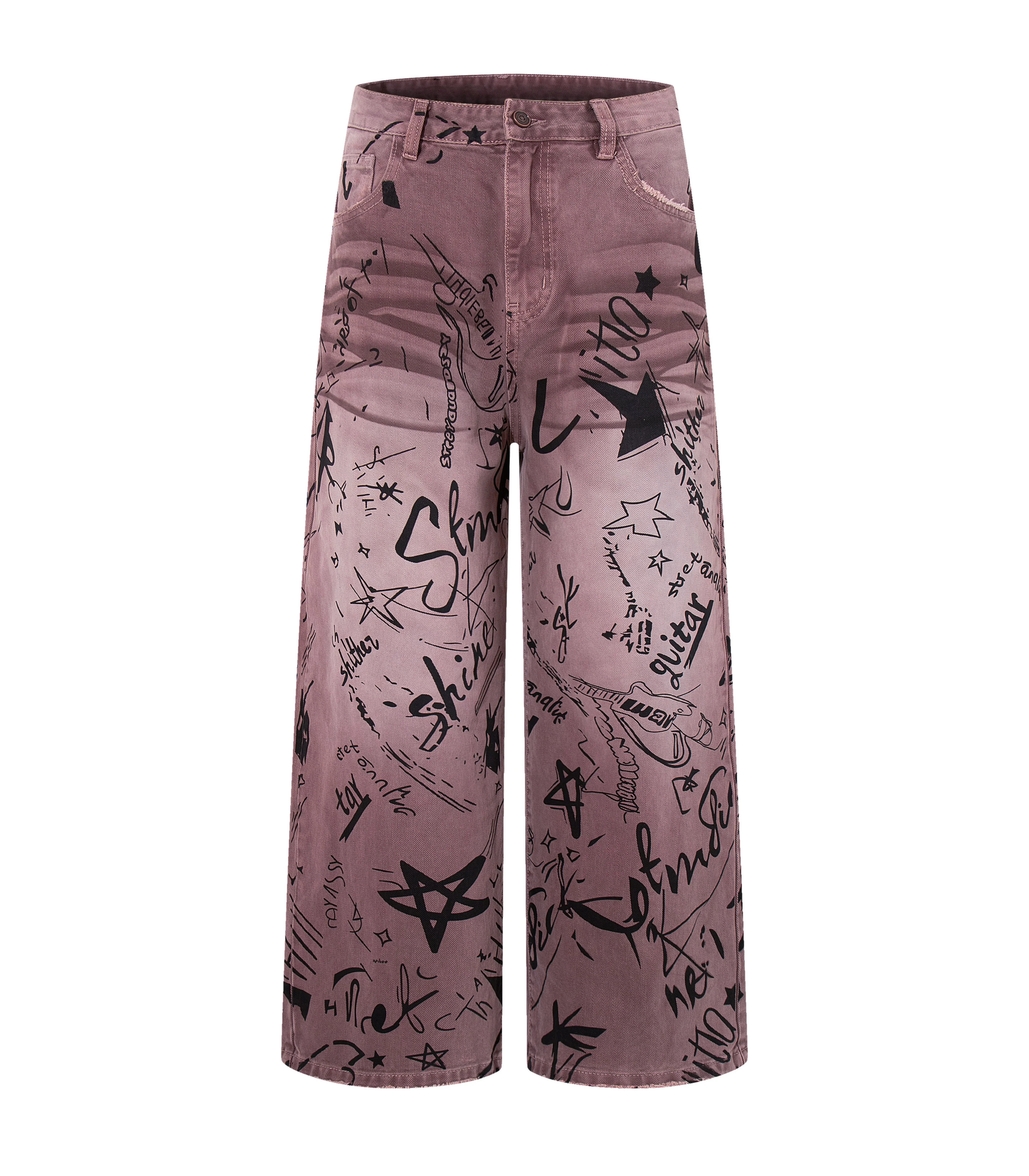 MAROON GRAFFITI DENIM