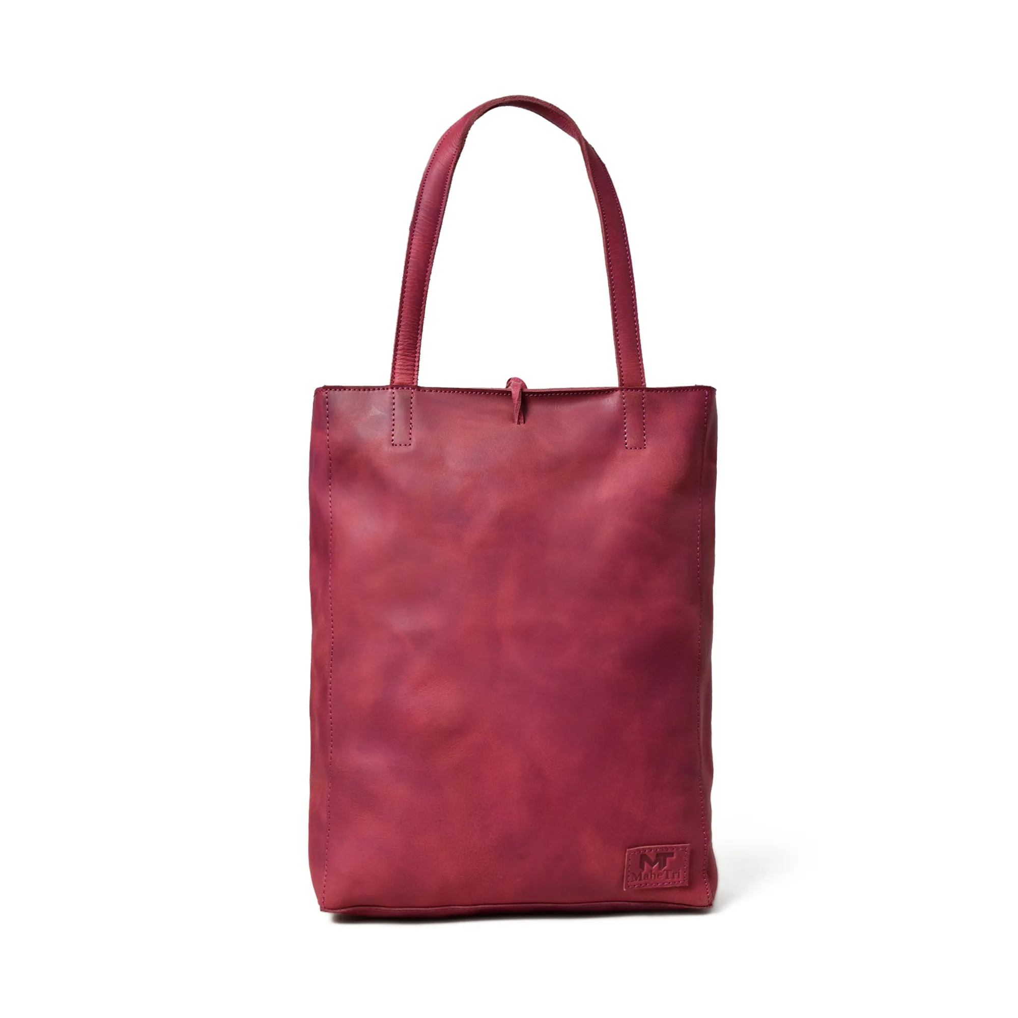 Maroon Leather Tote Bag - Image 3