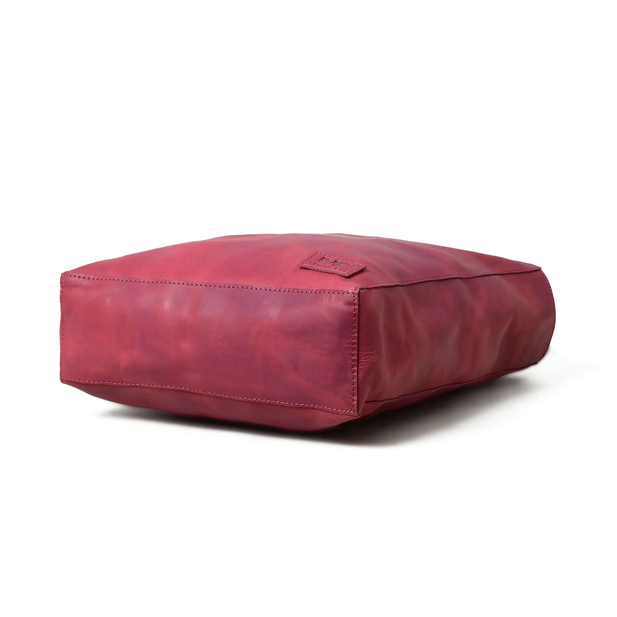 Maroon Leather Tote Bag - Image 6