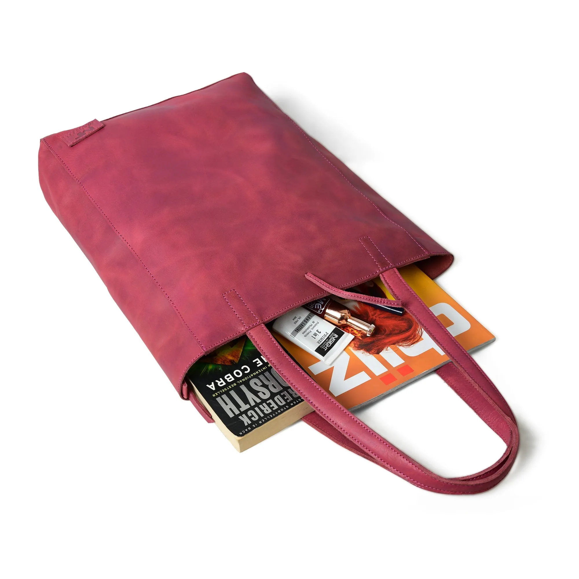 Maroon Leather Tote Bag - Image 8
