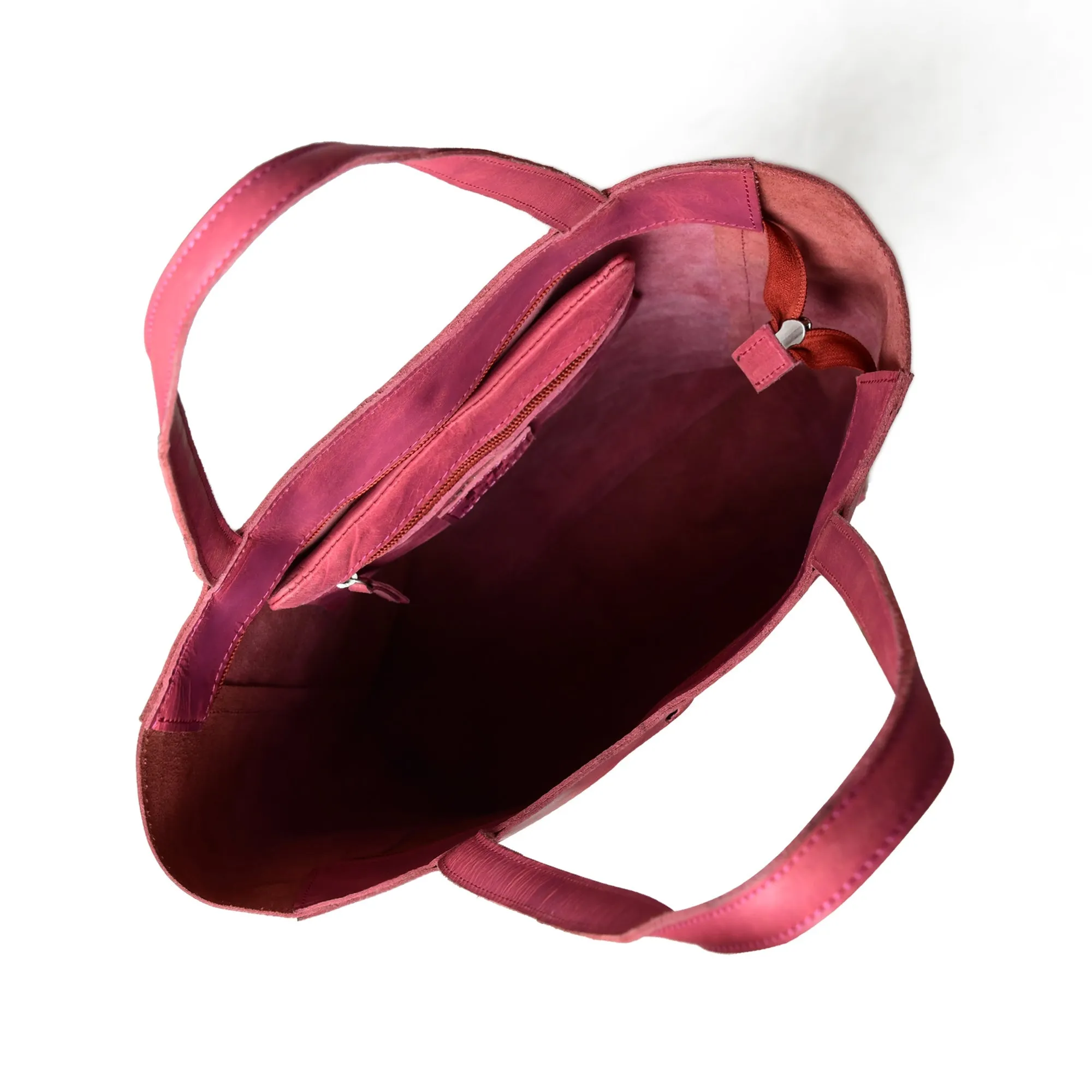 Maroon Leather Tote Bag - Image 9