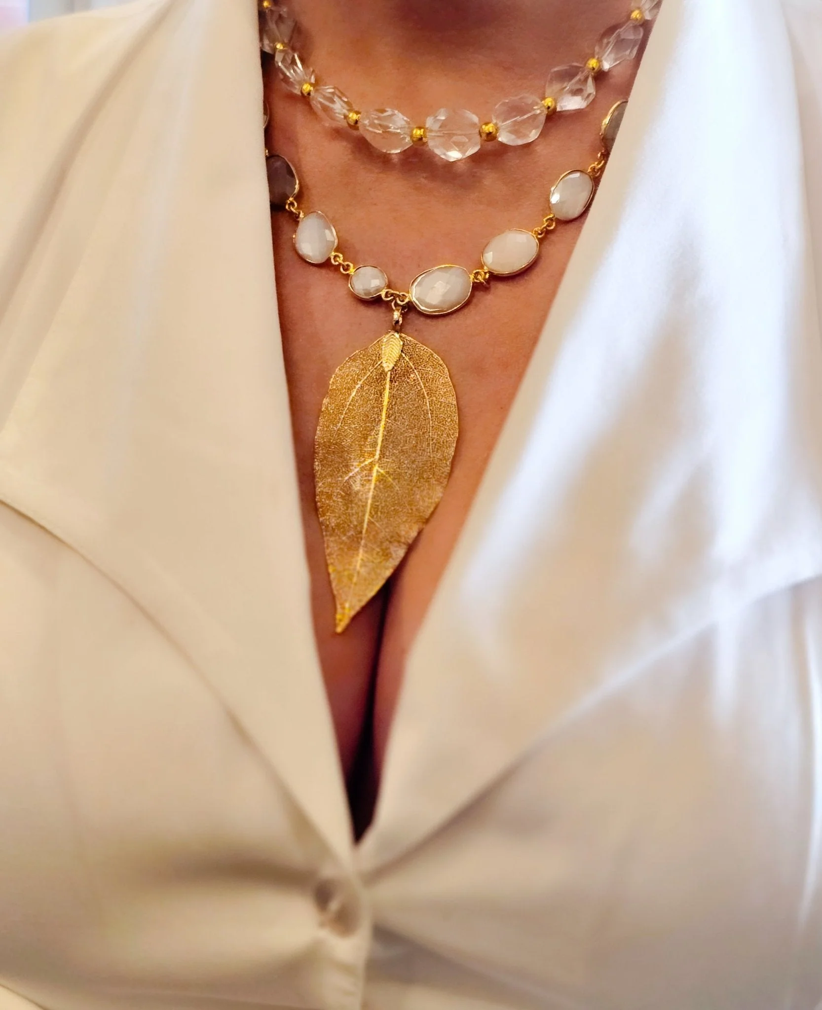 "Master Healer"| Clear Quartz and Moonstone Layered Necklace - Image 3