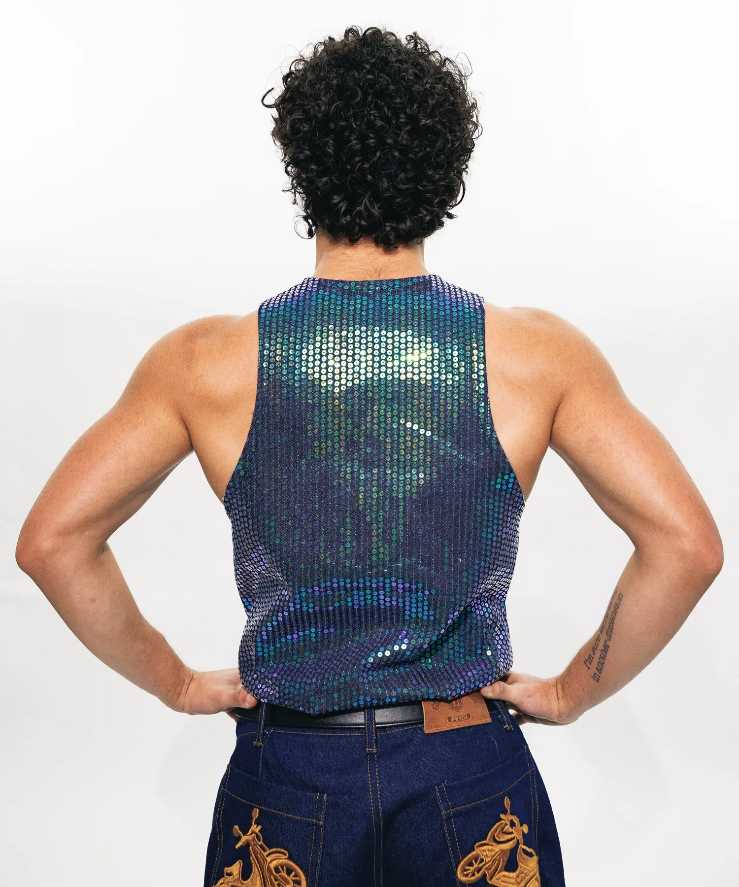 Matrix Sequin Denim Tank Top - Image 4