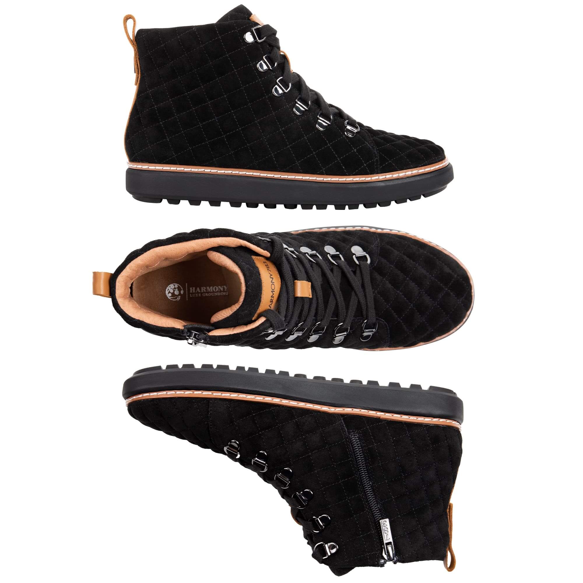 Melissa High-Top Grounding Shoes • Black Quilted - Image 3