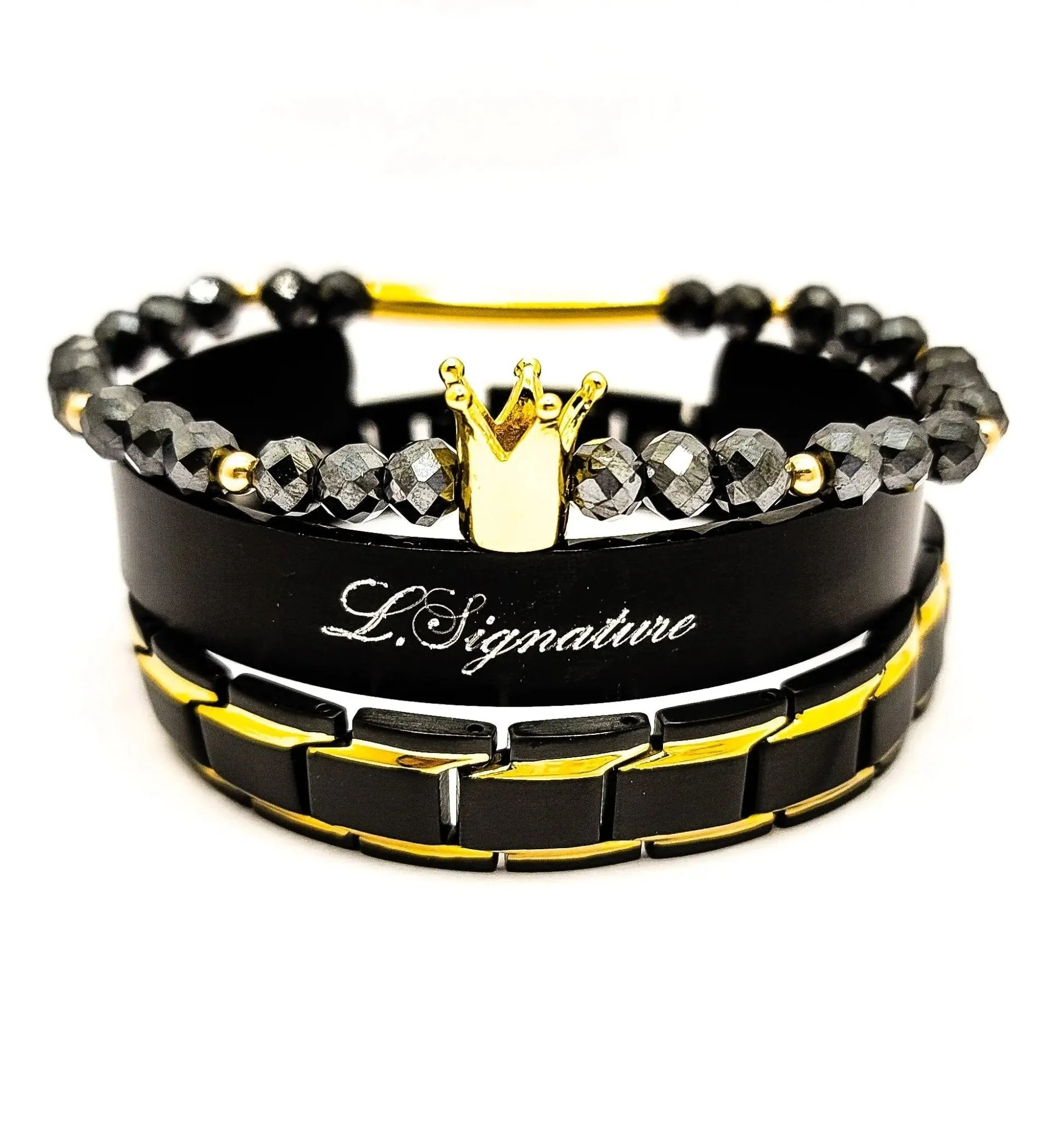 Men's Black Diamond Bracelet Set - Image 2