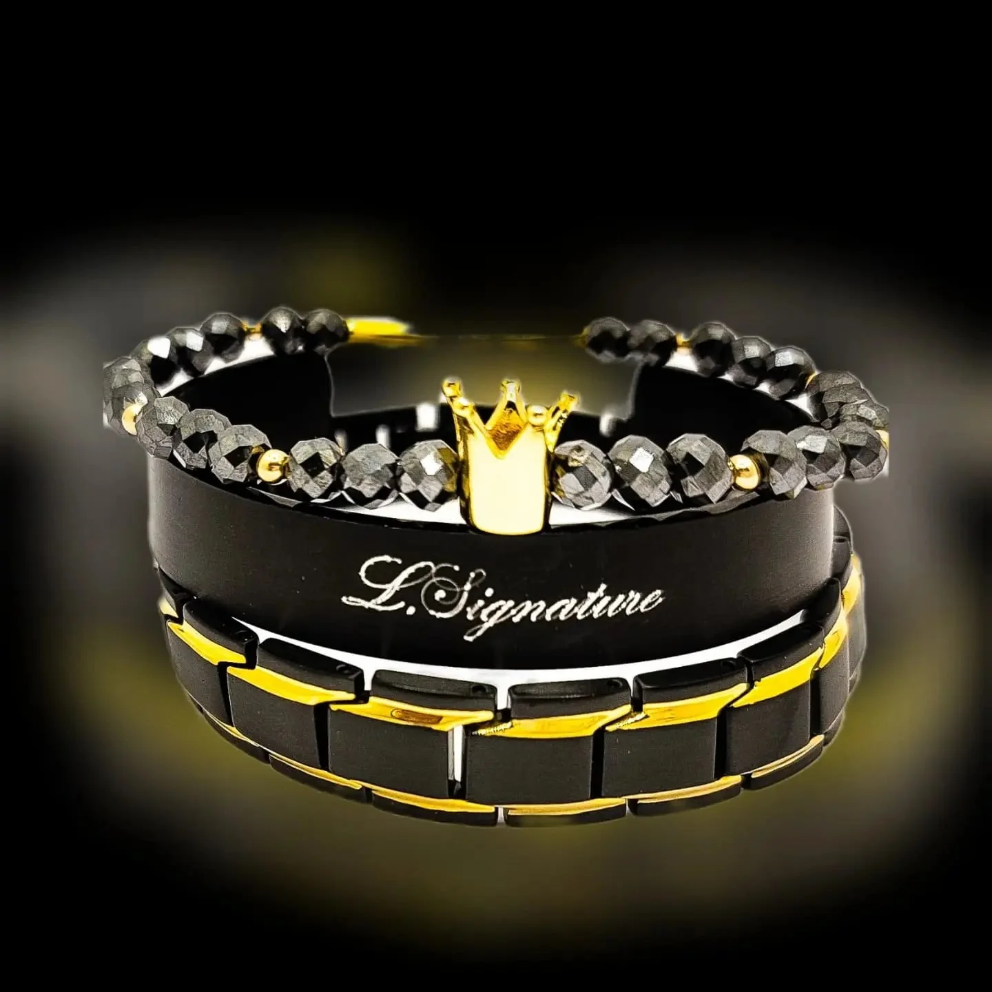 Men's Black Diamond Bracelet Set - Image 3