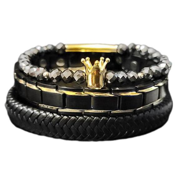 Men's Black Diamond Bracelet Set - Image 4