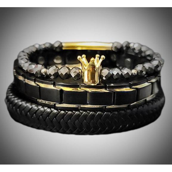 Men's Black Diamond Bracelet Set - Image 5