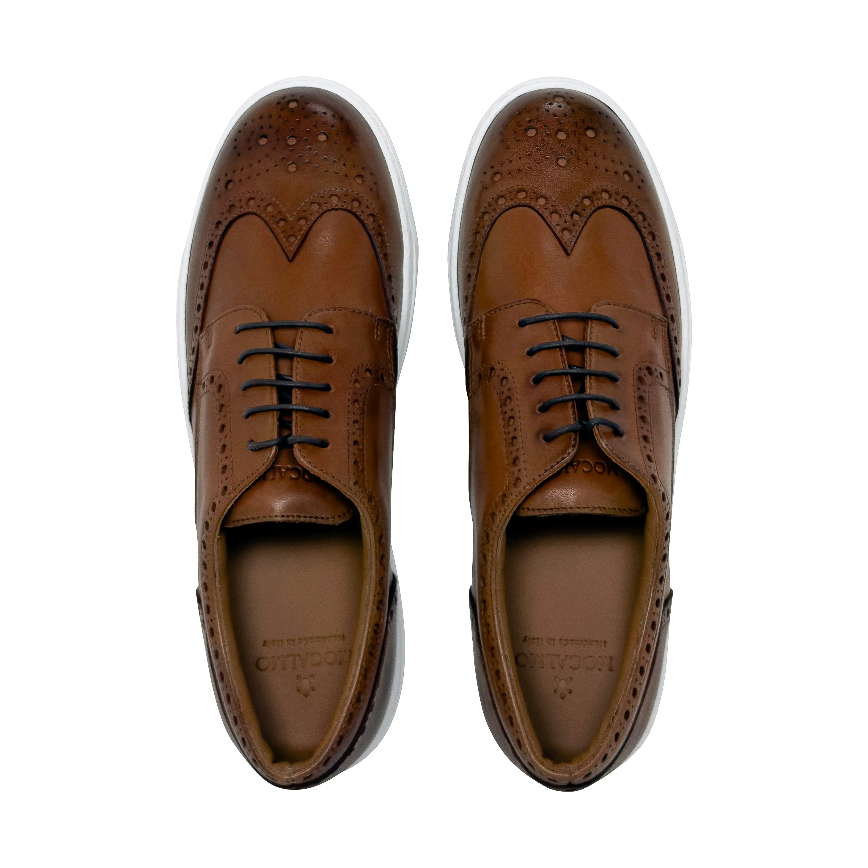 Men's Don Giovanni Wingtips Sneakers - Cognac w/ White Sole - Image 3