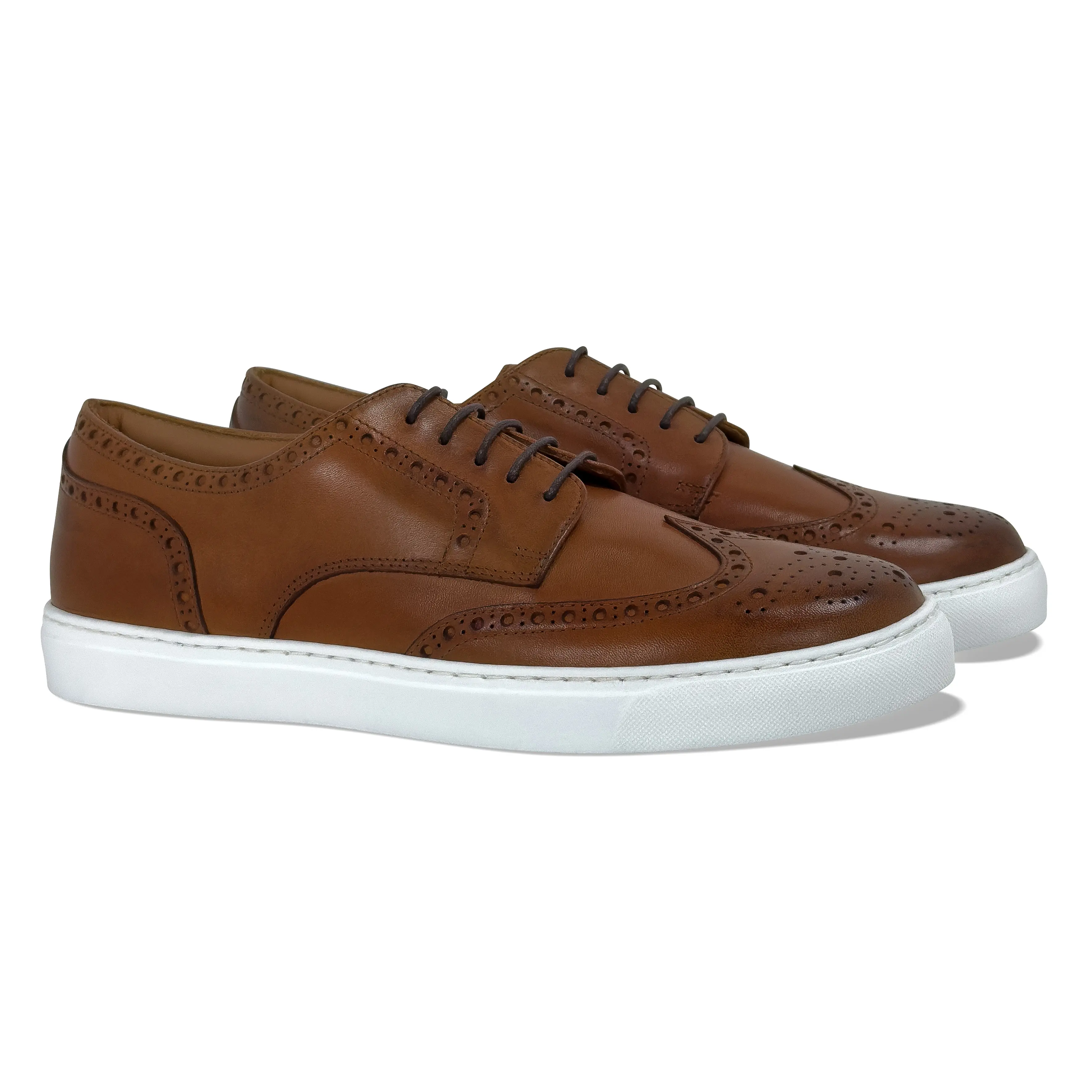 Men's Don Giovanni Wingtips Sneakers - Cognac w/ White Sole - Image 4