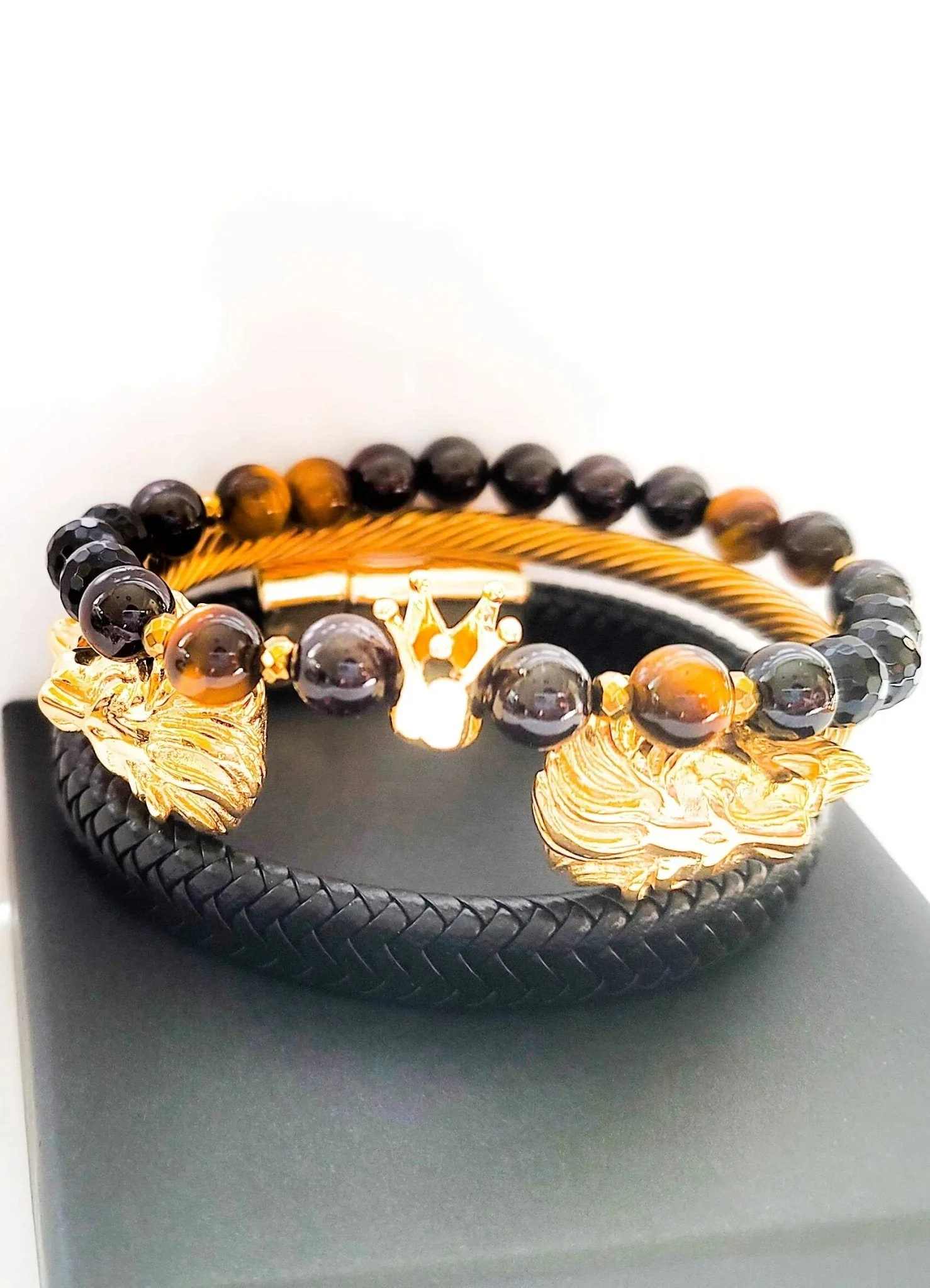 Men's Lion Garnet Bracelet Set - Image 2