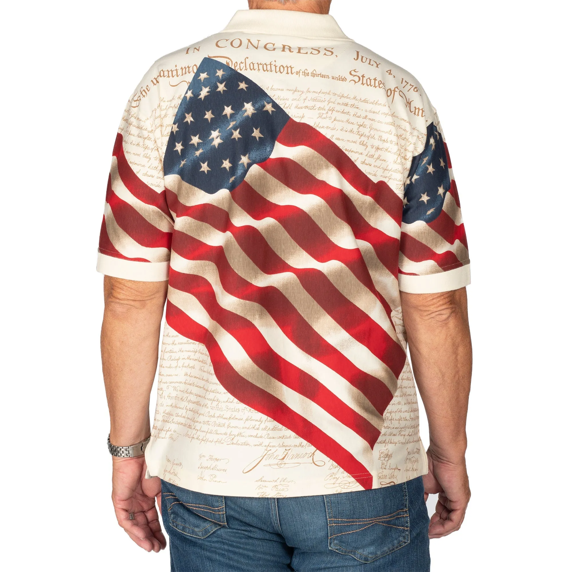 Men's Patriotic American Waving Flag 100% Cotton Polo Shirt - Image 2
