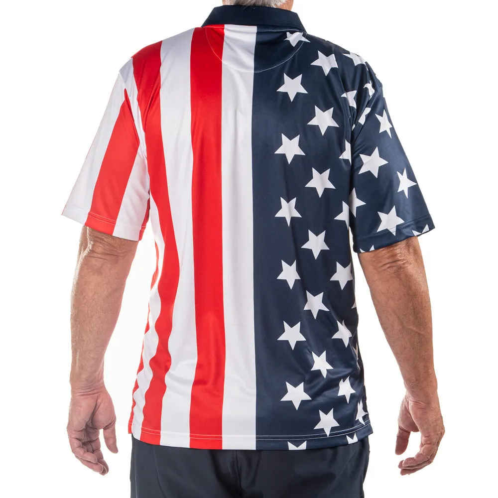 Men's Performance Golf American Flag Shirt - Image 2