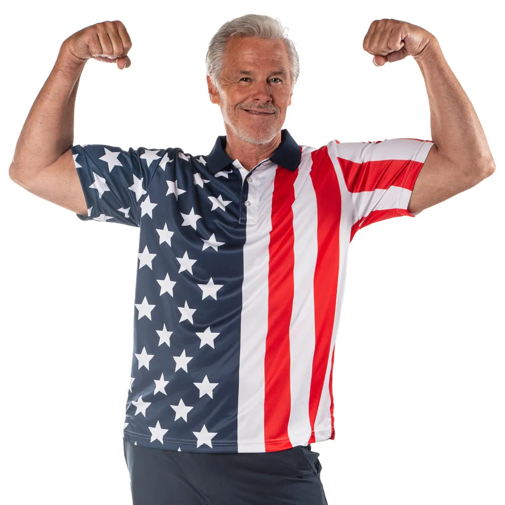 Men's Performance Golf American Flag Shirt - Image 5
