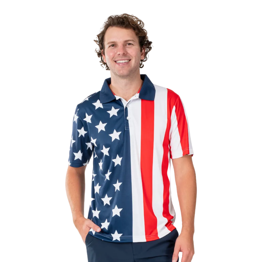 Men's Performance Golf American Flag Shirt - Image 6