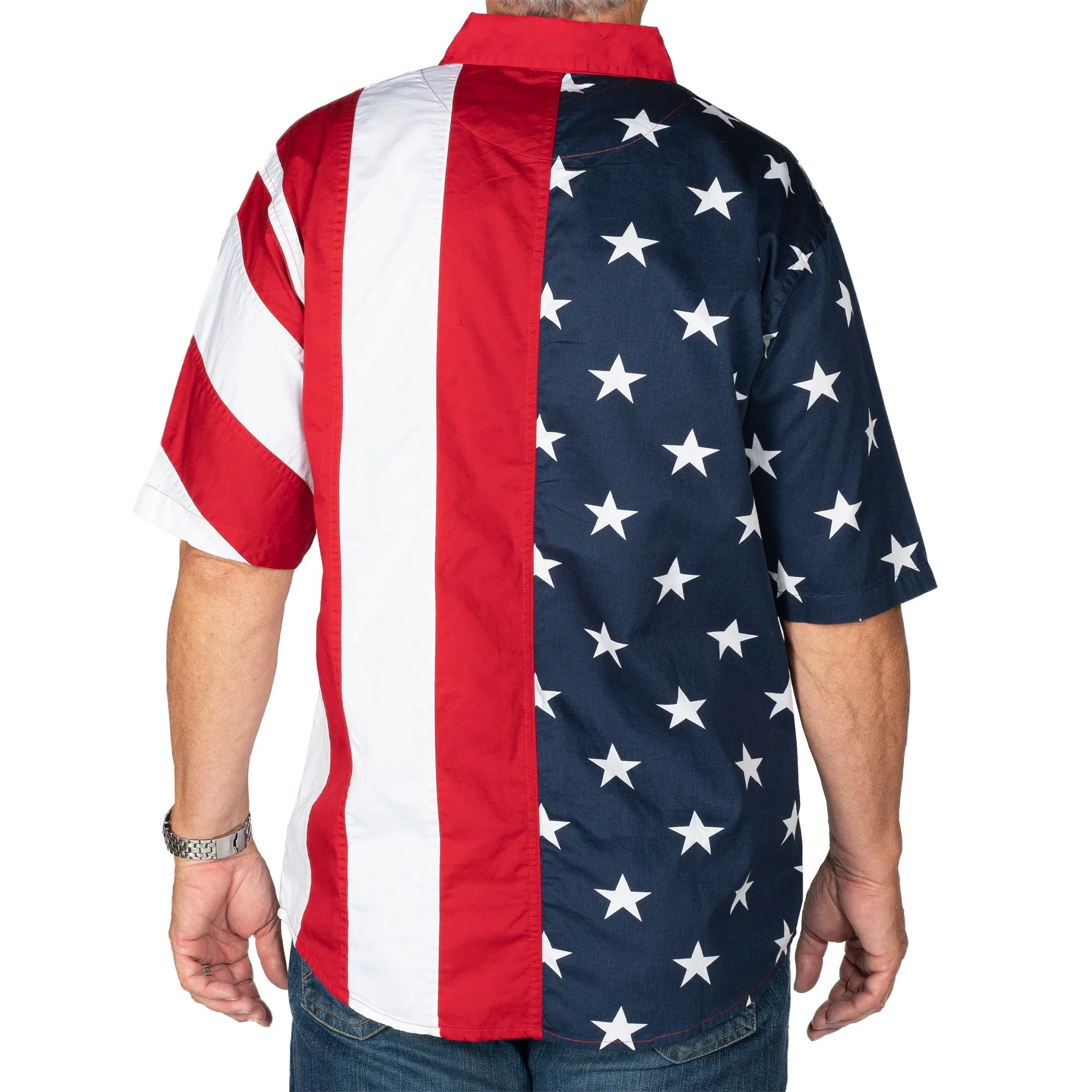 Men's Stars & Stripes 100% Cotton Button-Up Shirt - Image 3