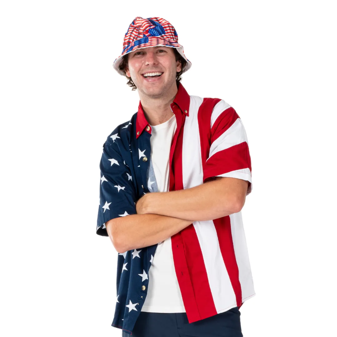 Men's Stars & Stripes 100% Cotton Button-Up Shirt - Image 4