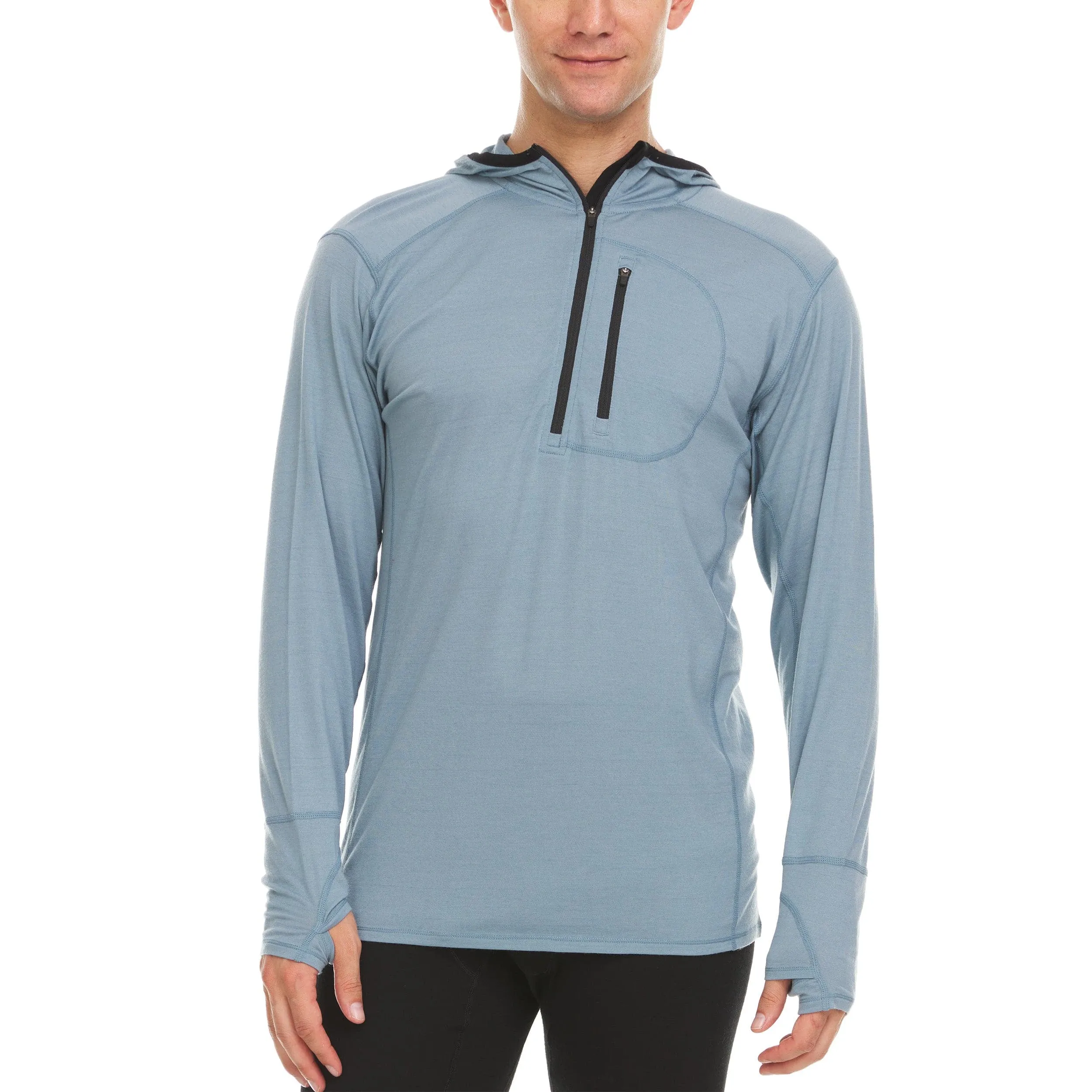 Micro Weight - Men's Wool 1/4 Zip Sun Hoodie Woolverino - Image 15