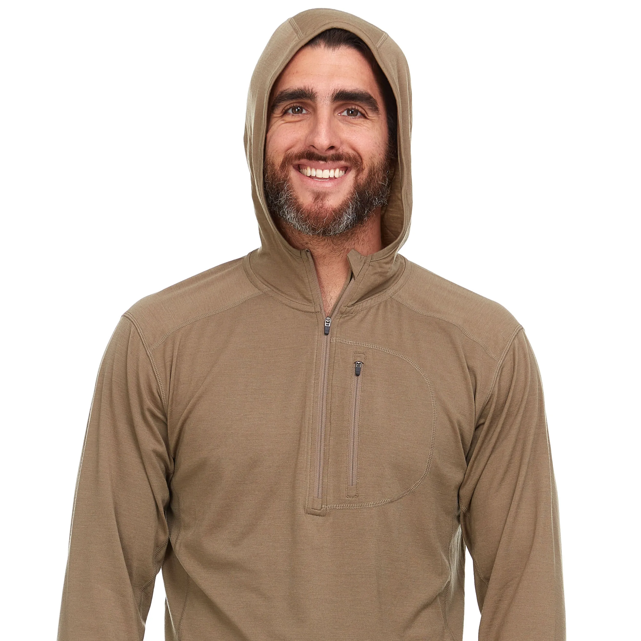 Micro Weight - Men's Wool 1/4 Zip Sun Hoodie Woolverino - Image 3
