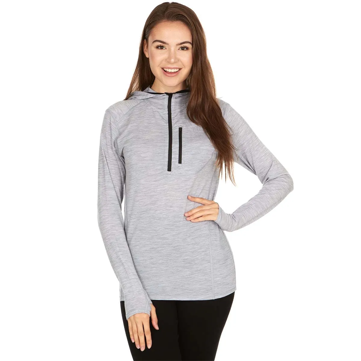Women's Wool 1/4 Zip Sun Hoodie Woolverino - Image 4