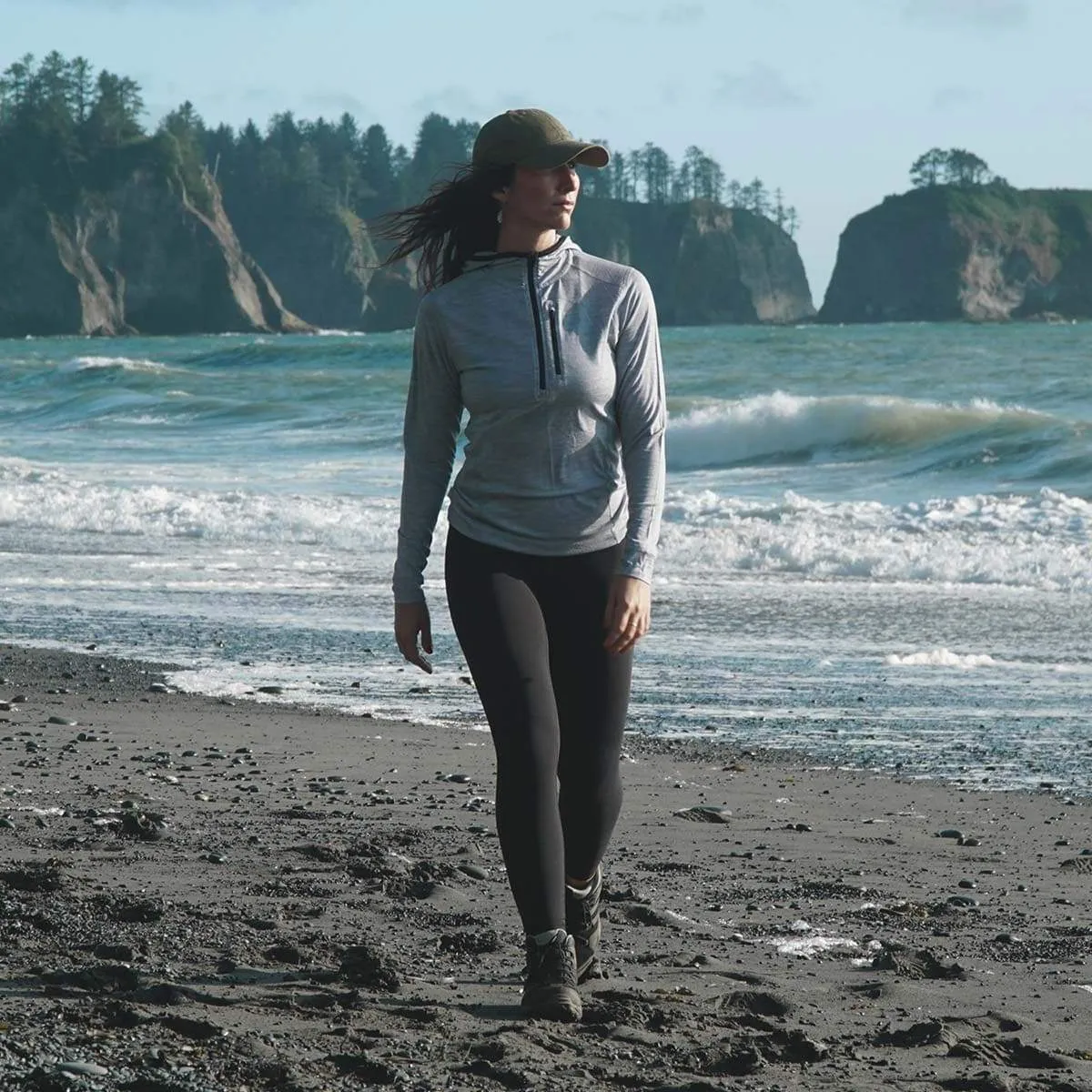 Women's Wool 1/4 Zip Sun Hoodie Woolverino - Image 5