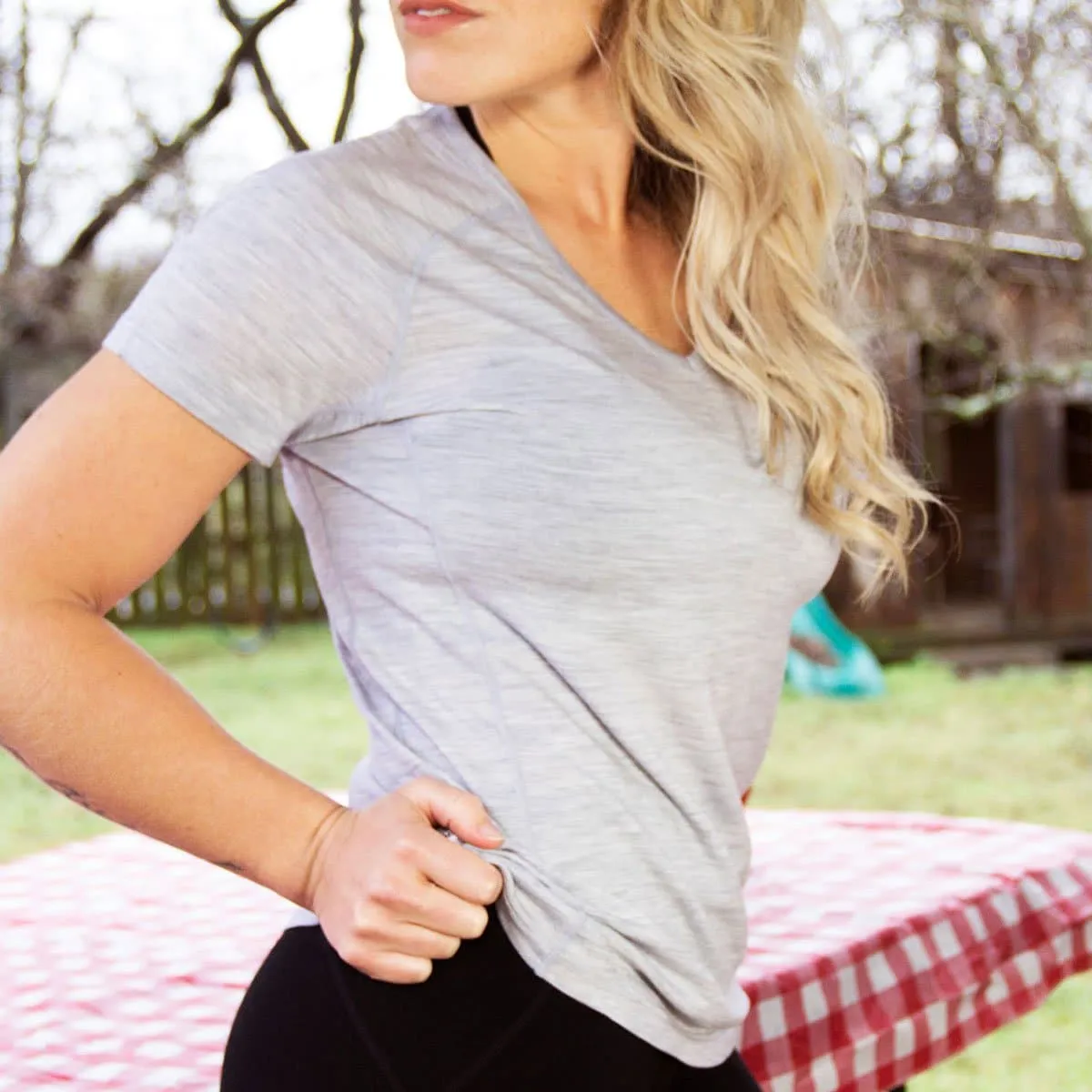 Women's Wool V-Neck T-Shirt - Image 6