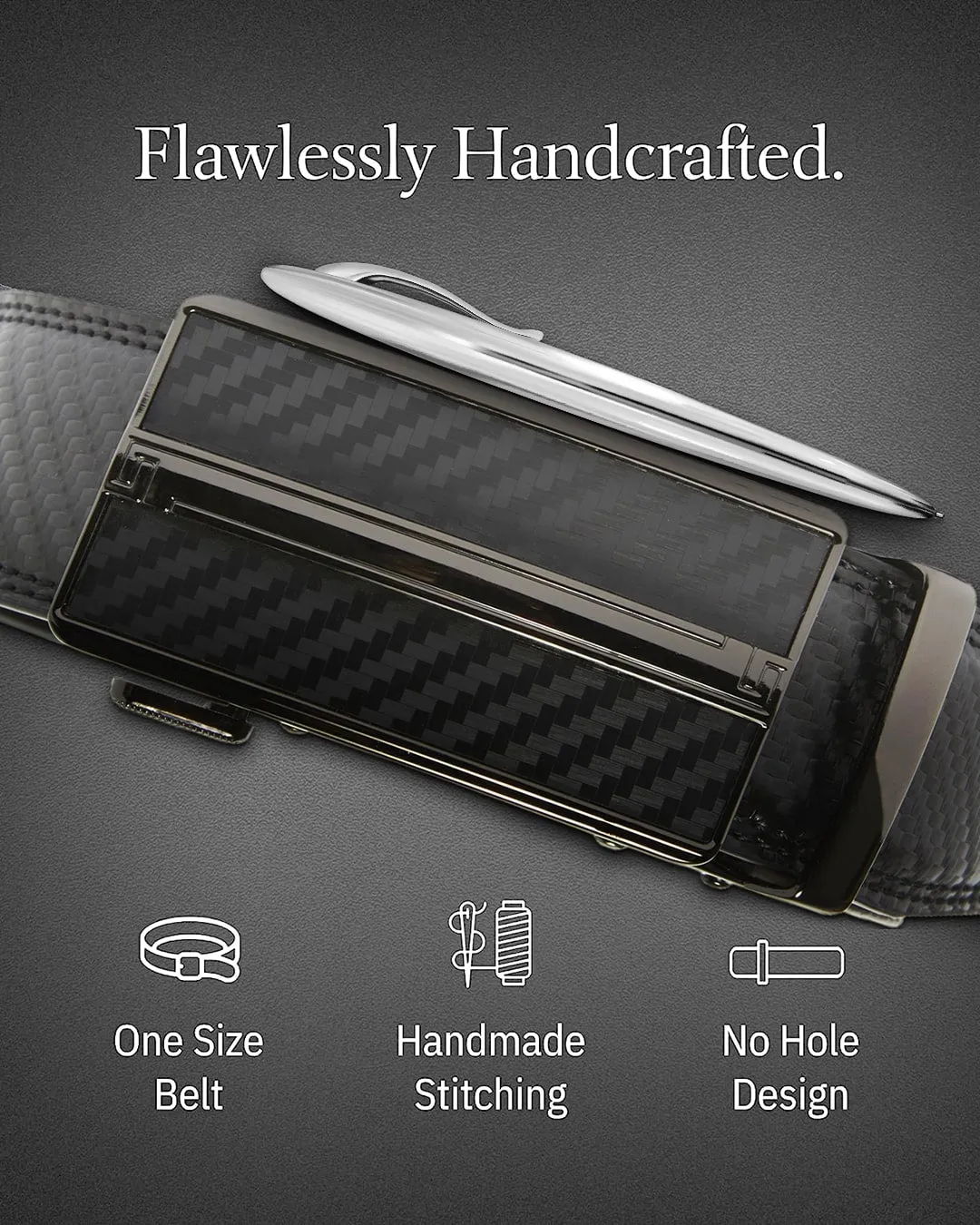 Microfiber Leather Ratchet Belt - Image 33