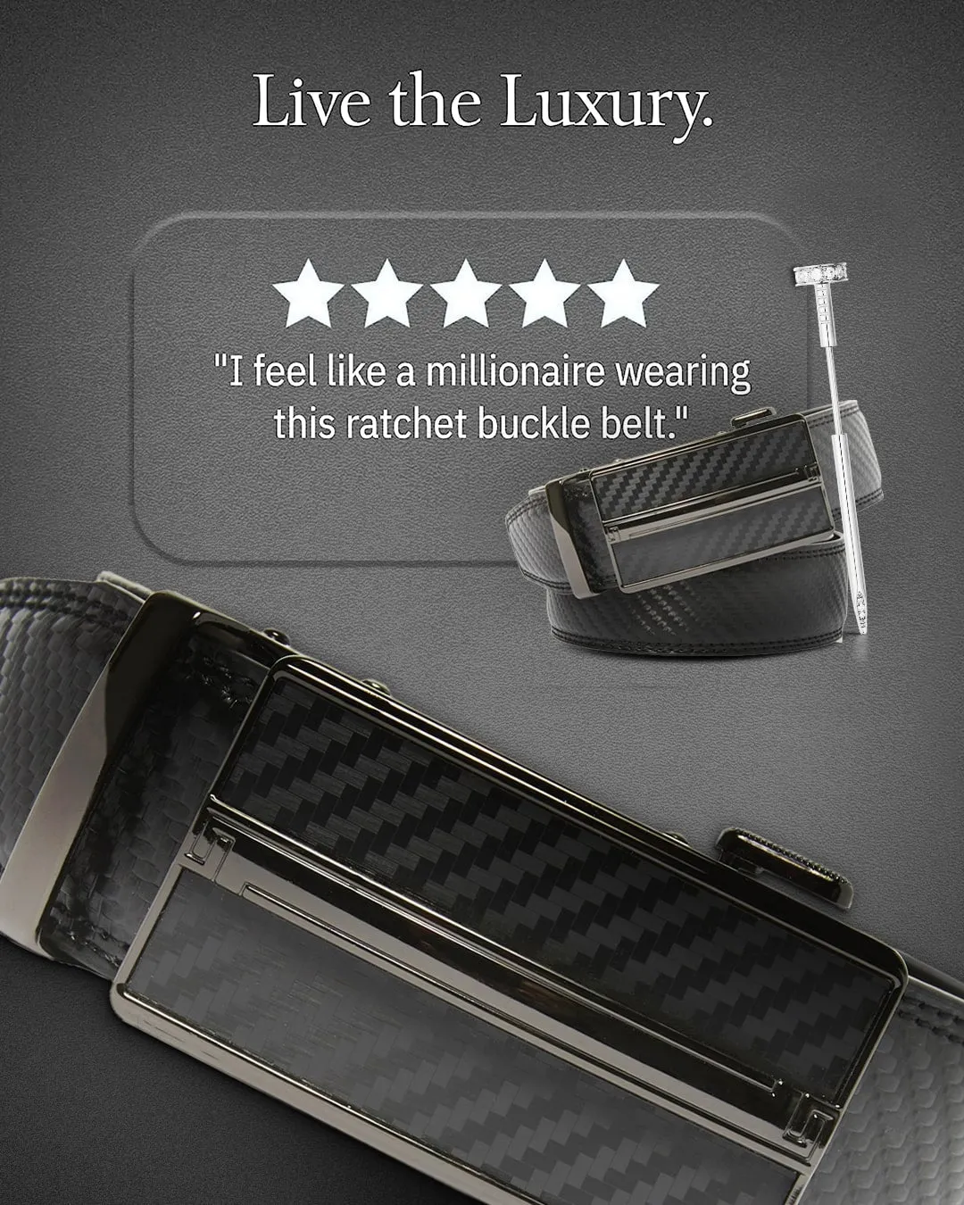 Microfiber Leather Ratchet Belt - Image 36