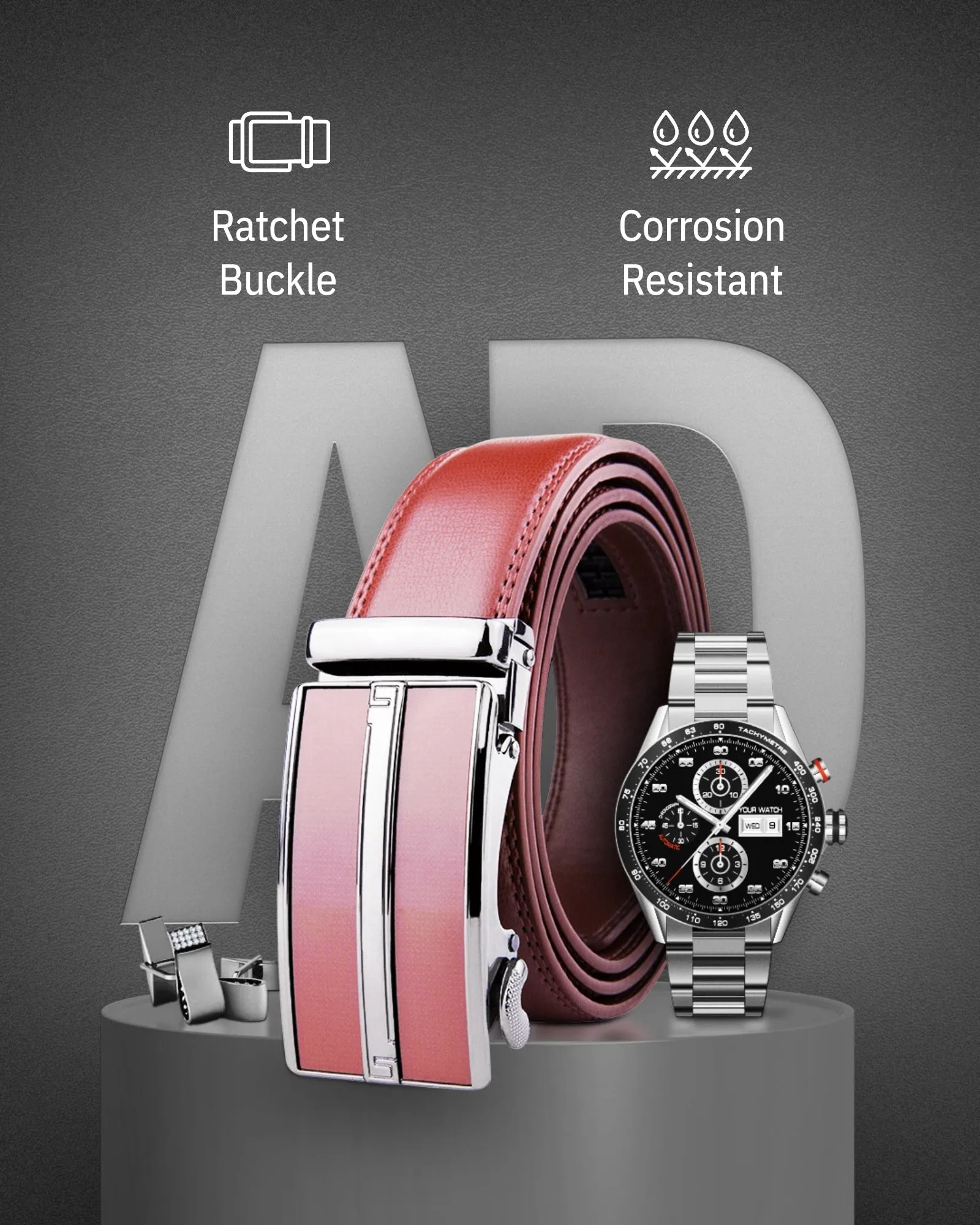 Microfiber Leather Ratchet Belt - Image 8