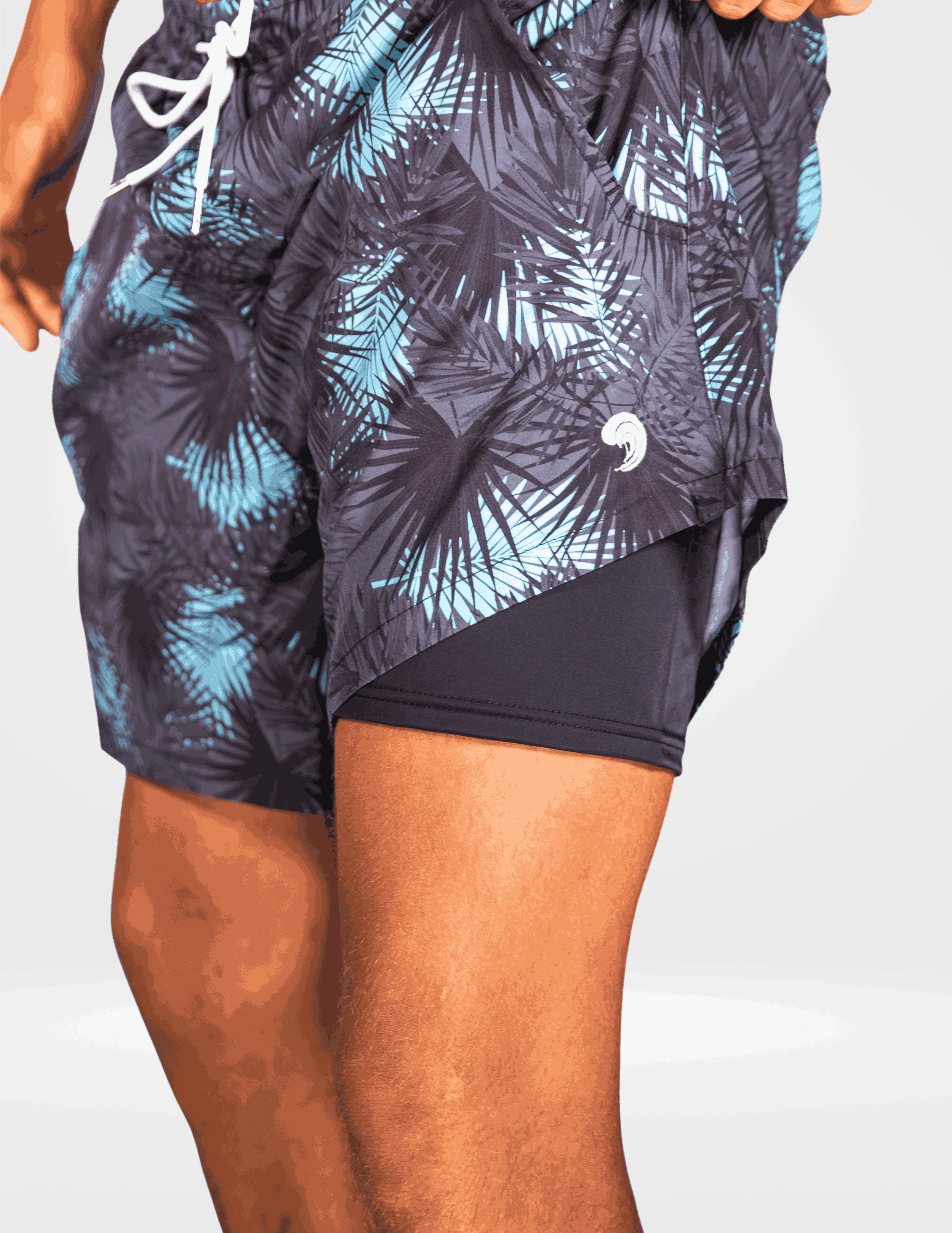Midnight Palms - Waterproof Pocket Swim Shorts - Athletic Liner - Image 2
