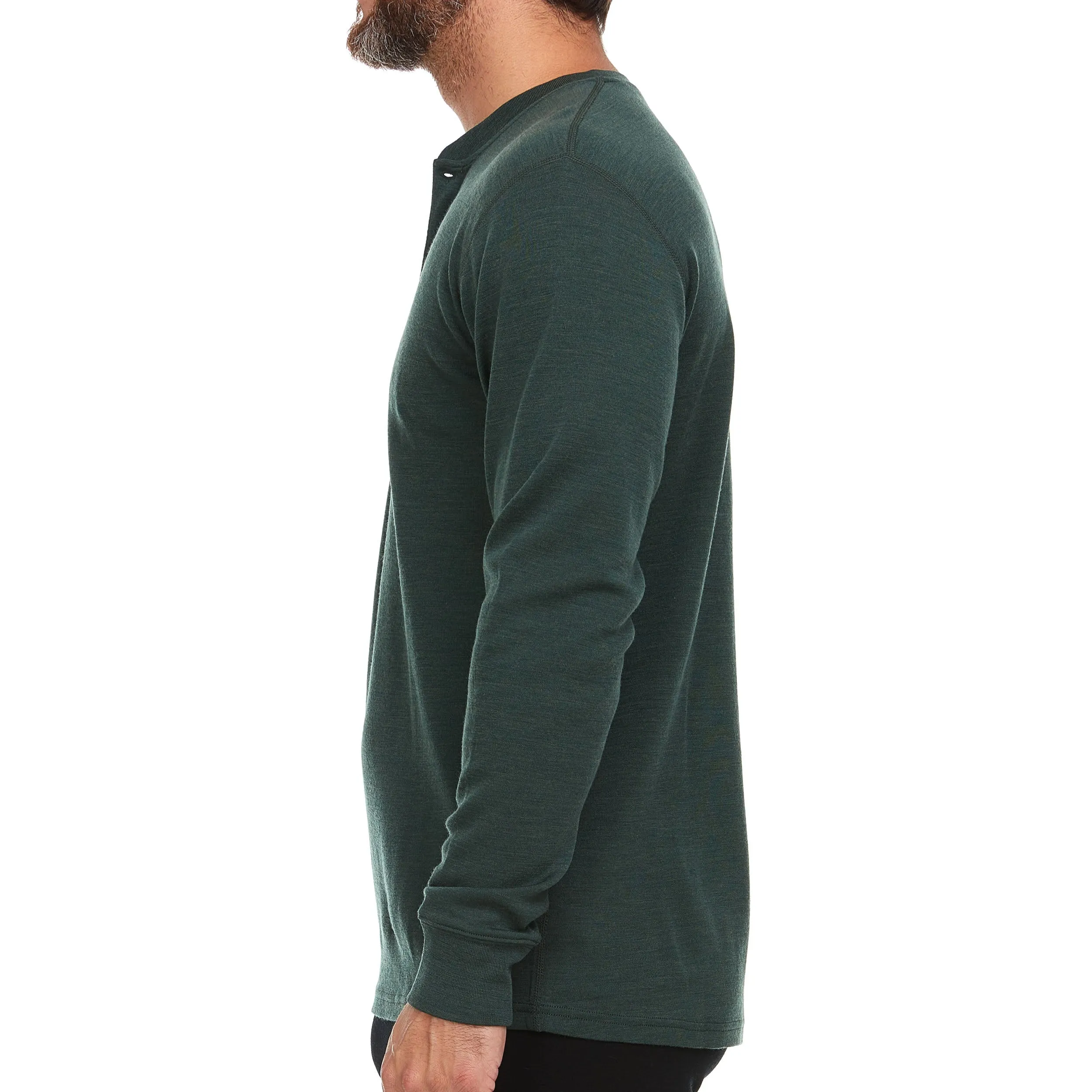 Midweight - Men's Long Sleeve Henley 100% Merino Wool - Image 3