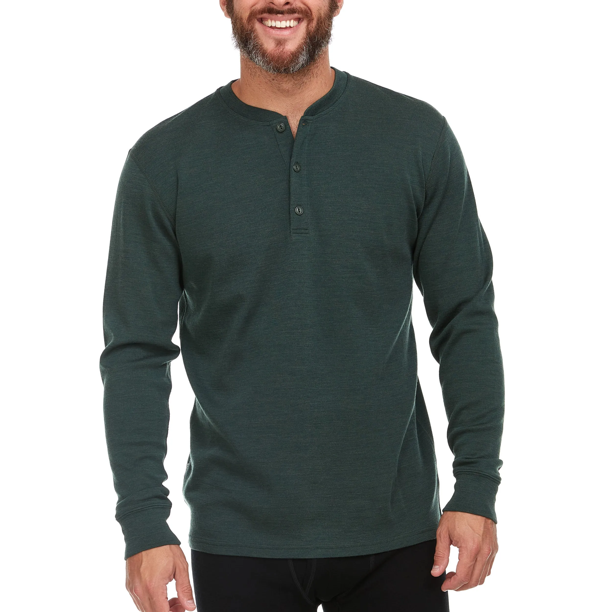 Midweight - Men's Long Sleeve Henley 100% Merino Wool - Image 4