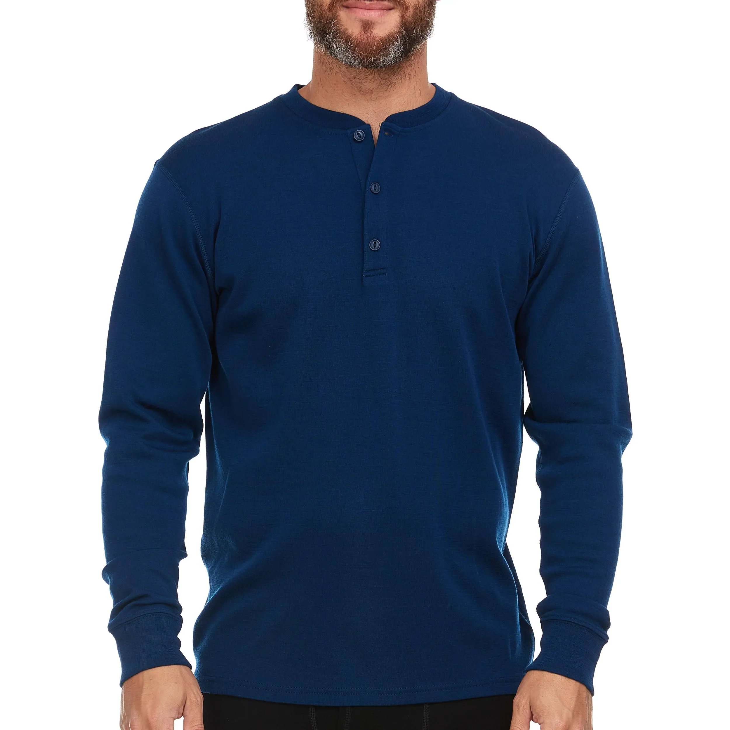Midweight - Men's Long Sleeve Henley 100% Merino Wool - Image 5