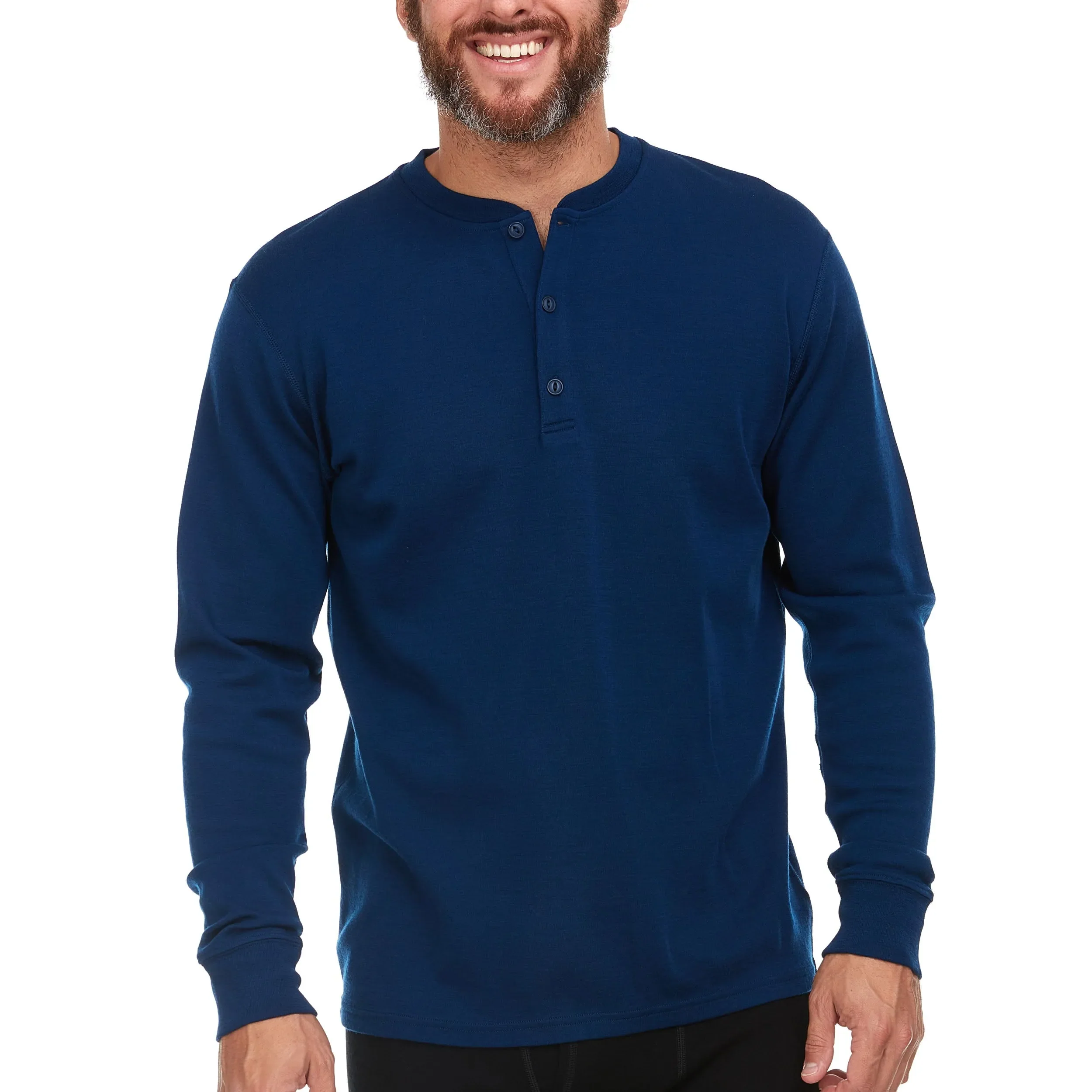 Midweight - Men's Long Sleeve Henley 100% Merino Wool - Image 8