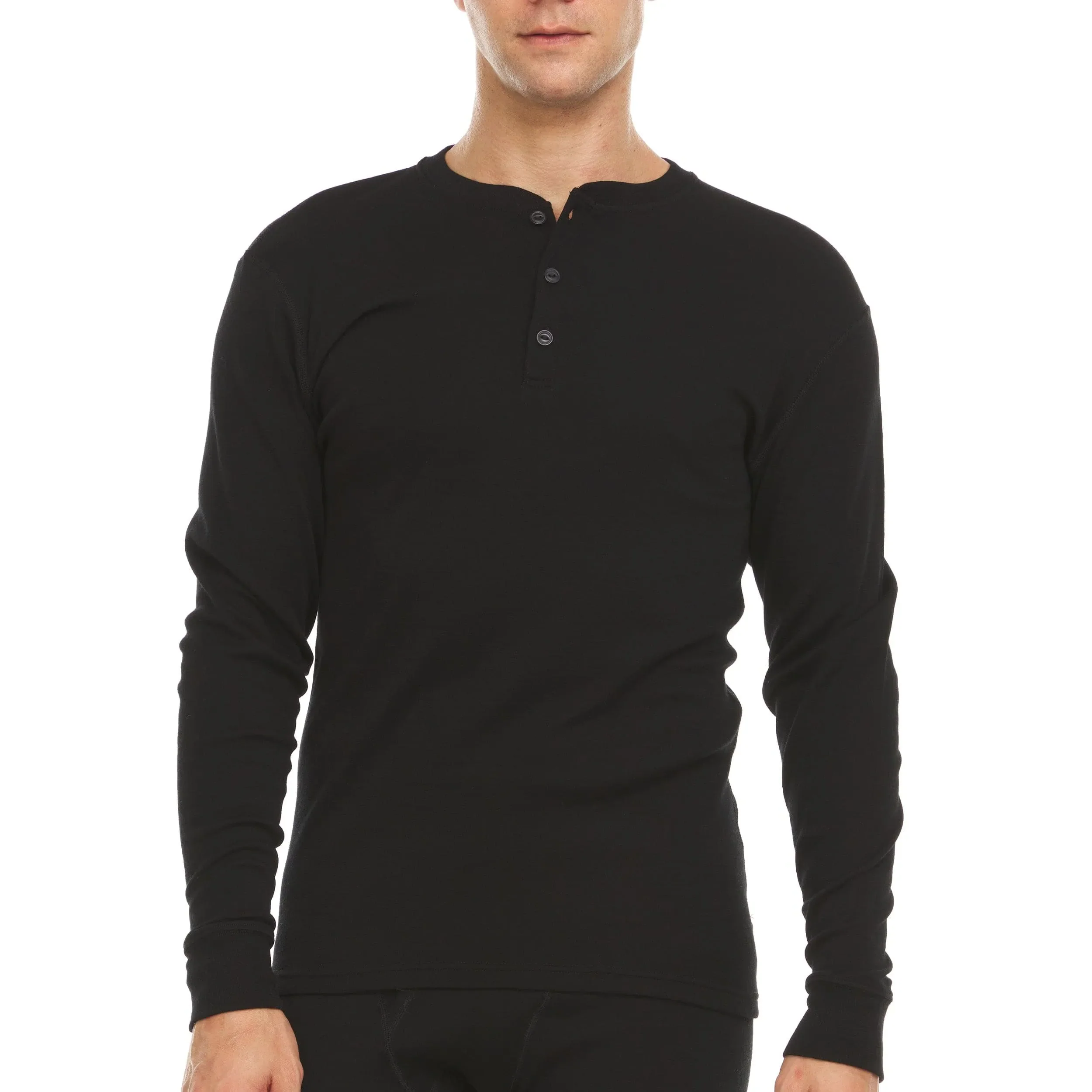 Midweight - Men's Long Sleeve Henley 100% Merino Wool - Image 9