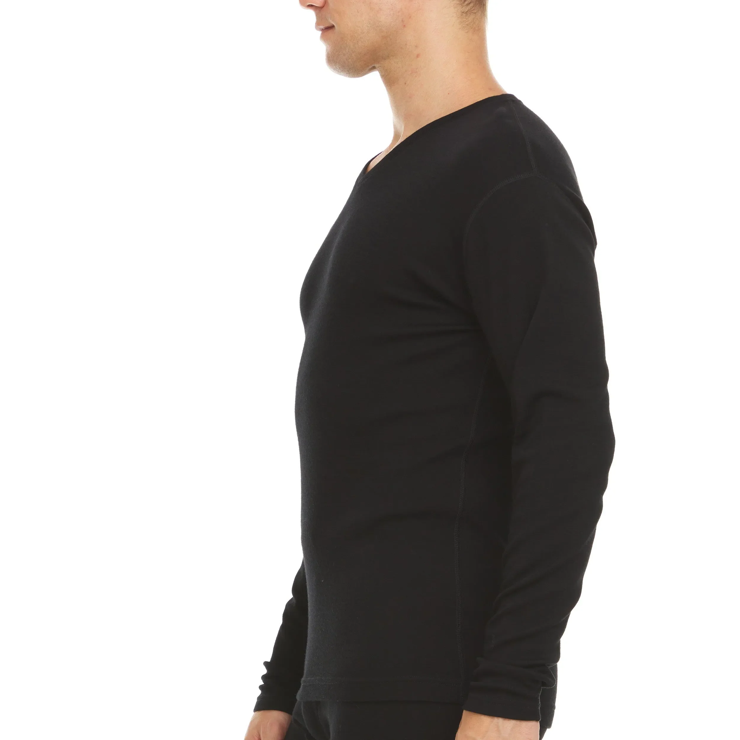 Midweight - Men's Long Sleeve V-Neck 100% Merino Wool - Image 10