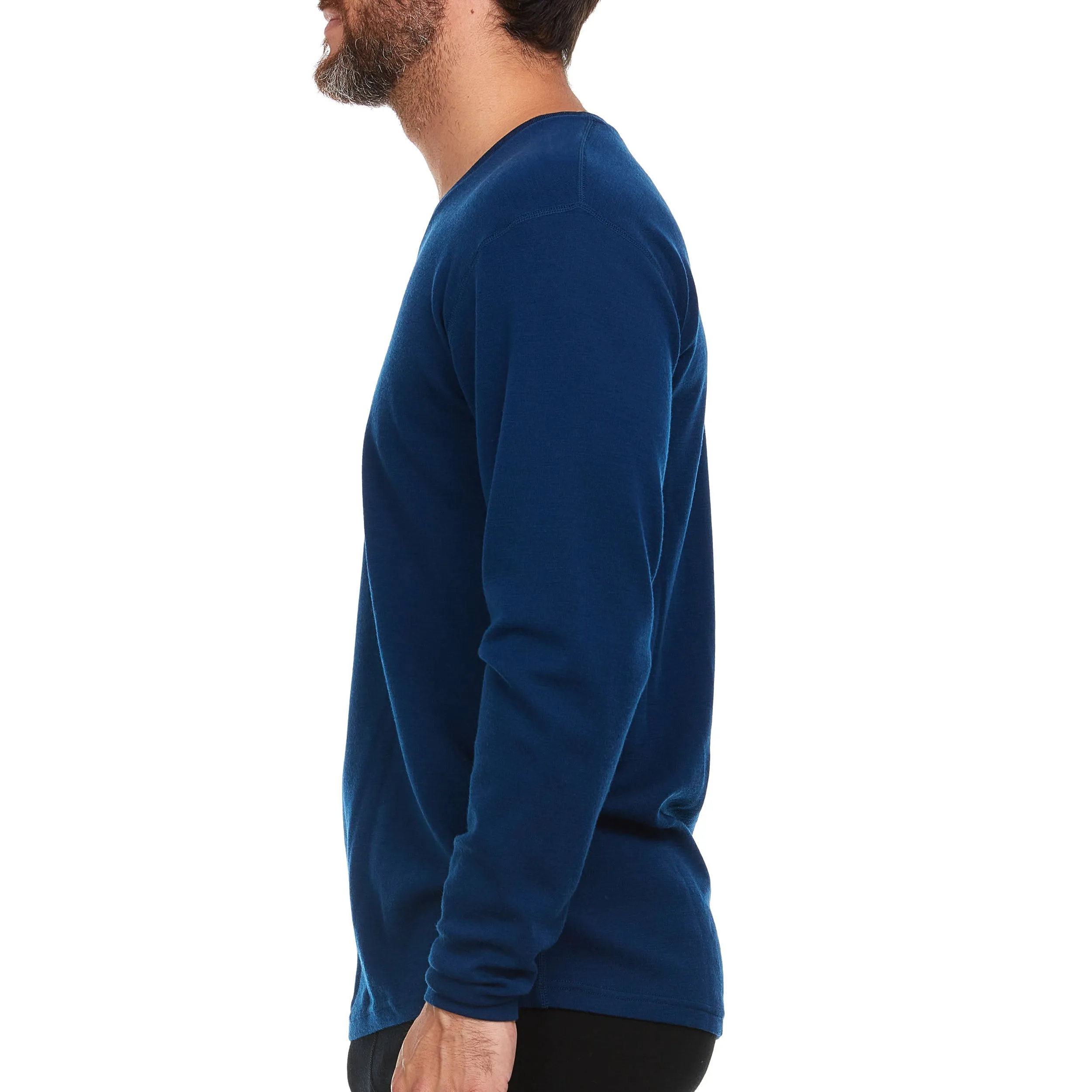 Midweight - Men's Long Sleeve V-Neck 100% Merino Wool - Image 3