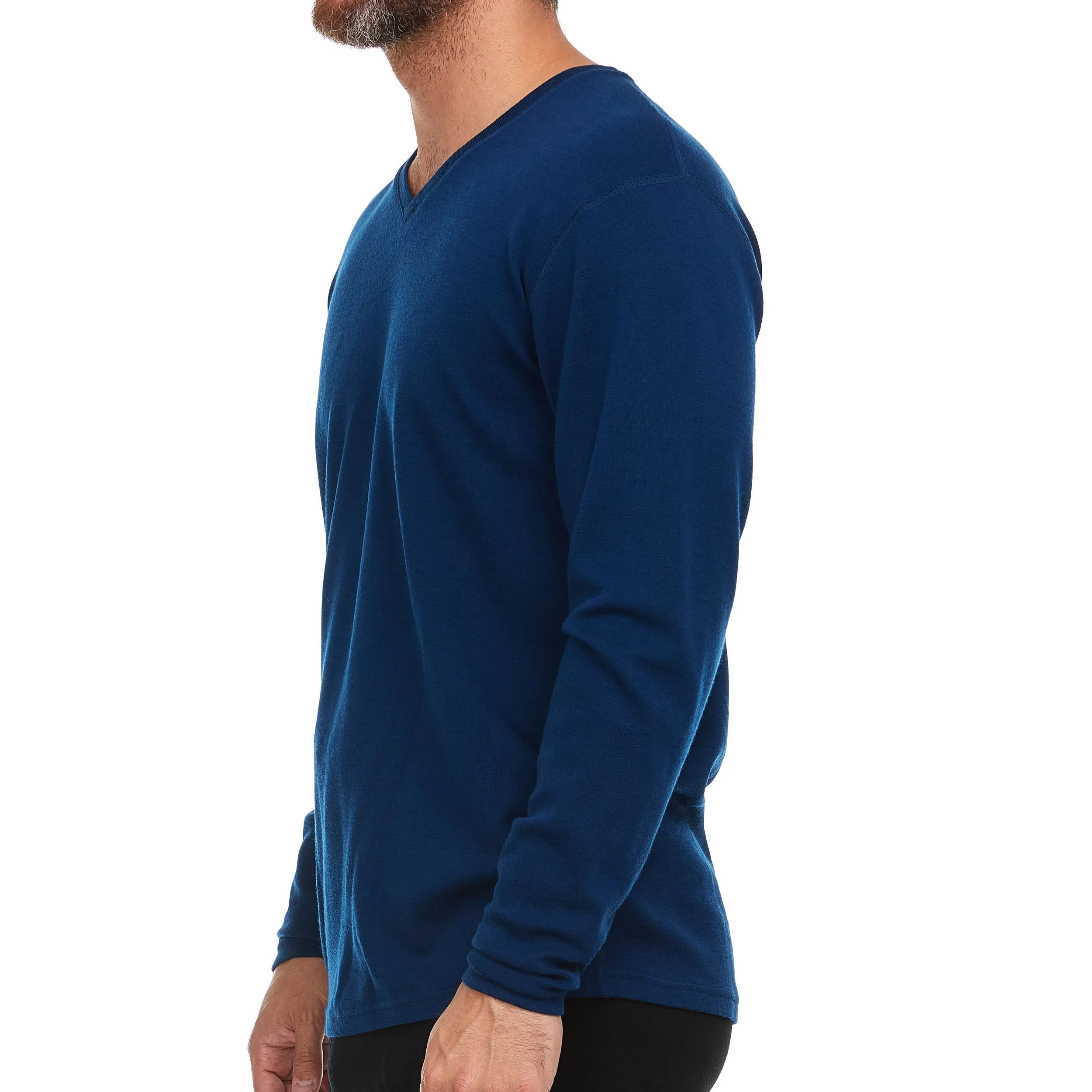 Midweight - Men's Long Sleeve V-Neck 100% Merino Wool - Image 4