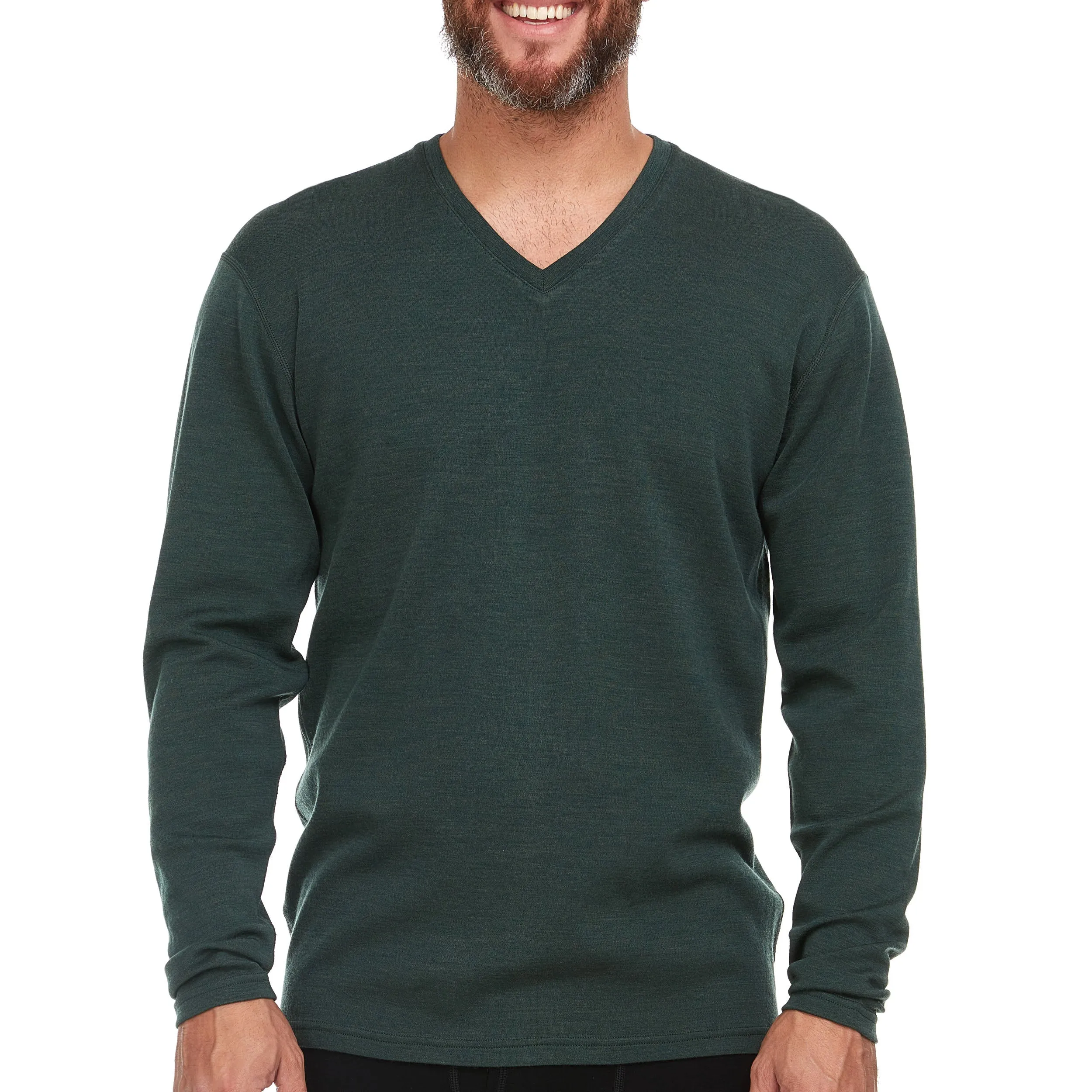 Midweight - Men's Long Sleeve V-Neck 100% Merino Wool - Image 5