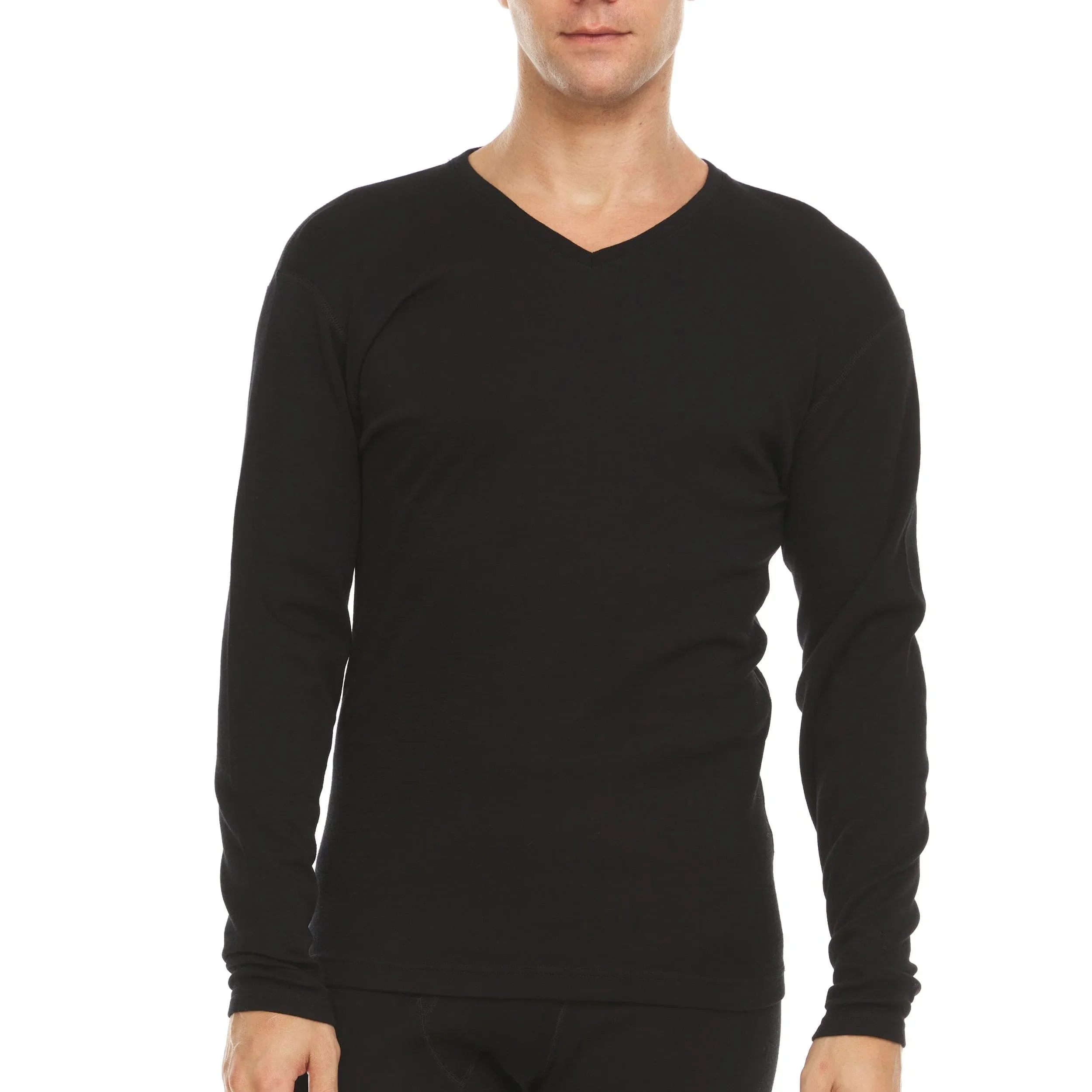 Midweight - Men's Long Sleeve V-Neck 100% Merino Wool - Image 9