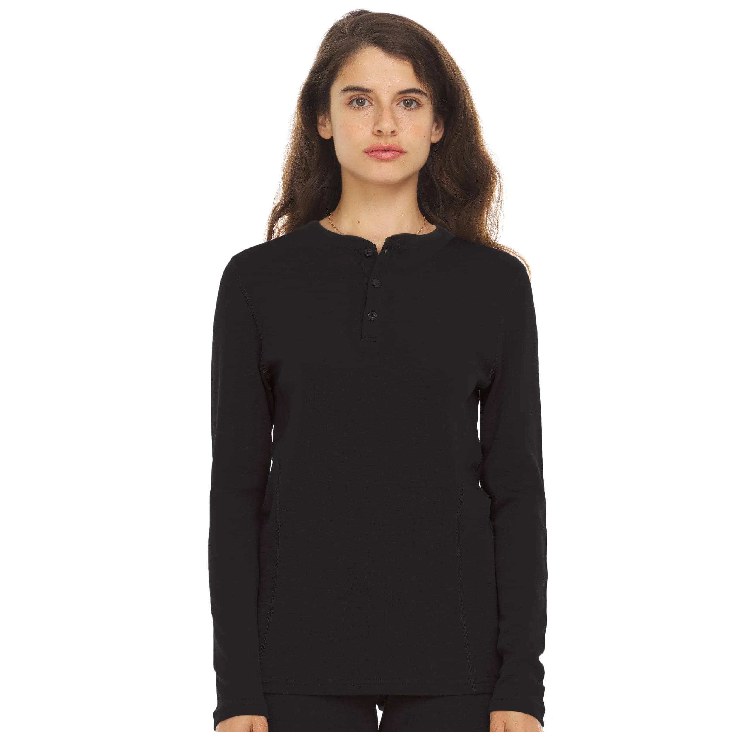 Midweight - Women's Long Sleeve Henley 100% Merino Wool - Image 4