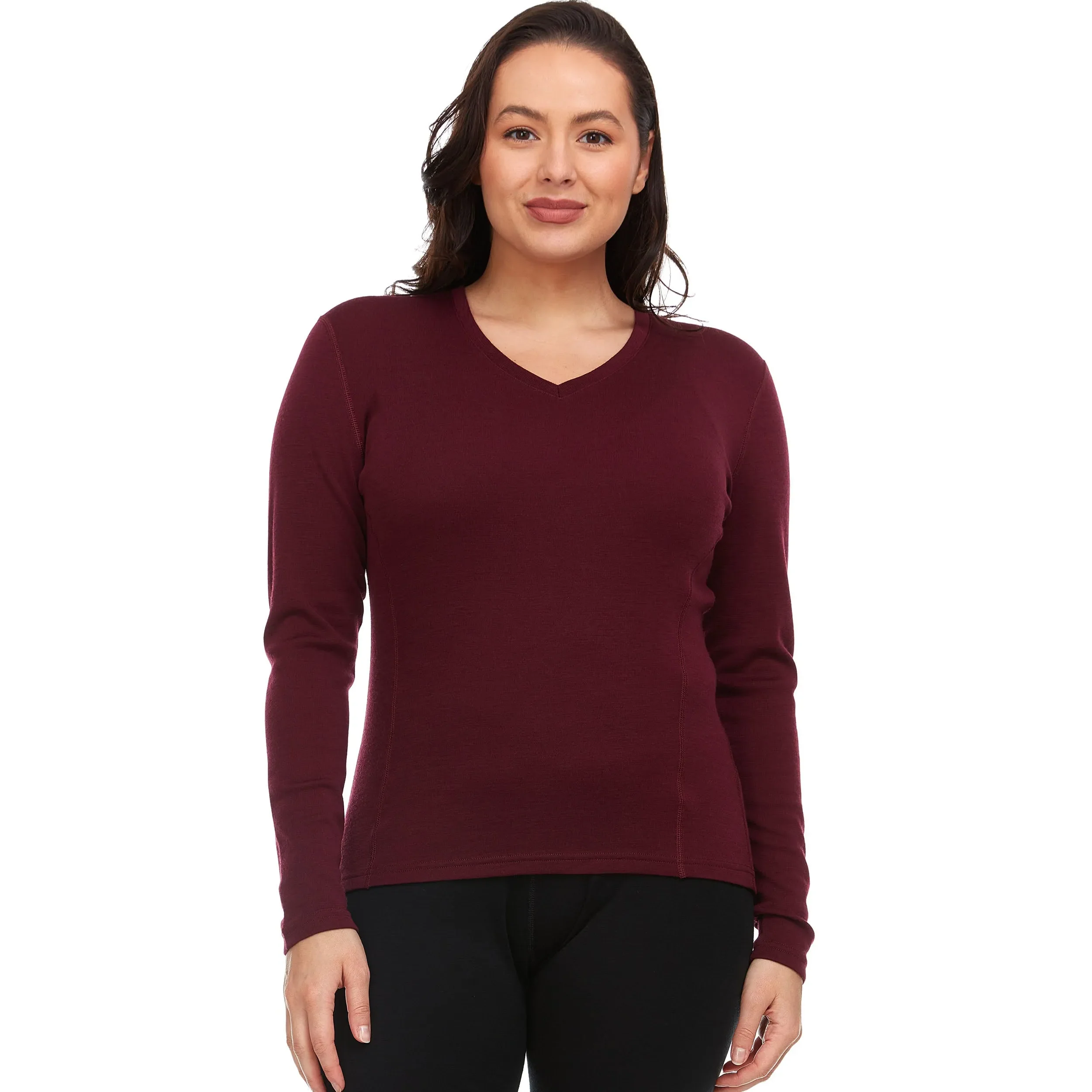 Women's Long Sleeve V-Neck 100% Merino Wool - Image 4