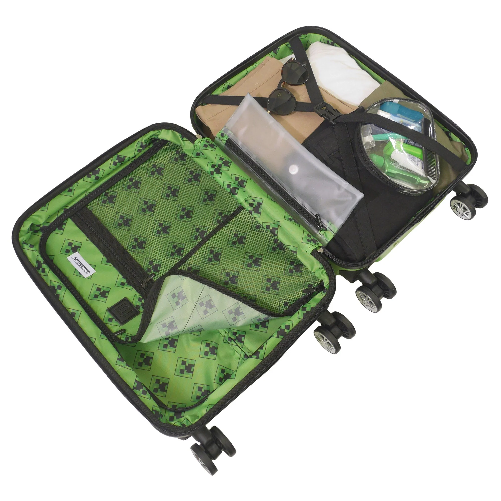 Minecraft Creeper Big face 21.5" Expandable Carry-On Spinner Suitcase - Image 5