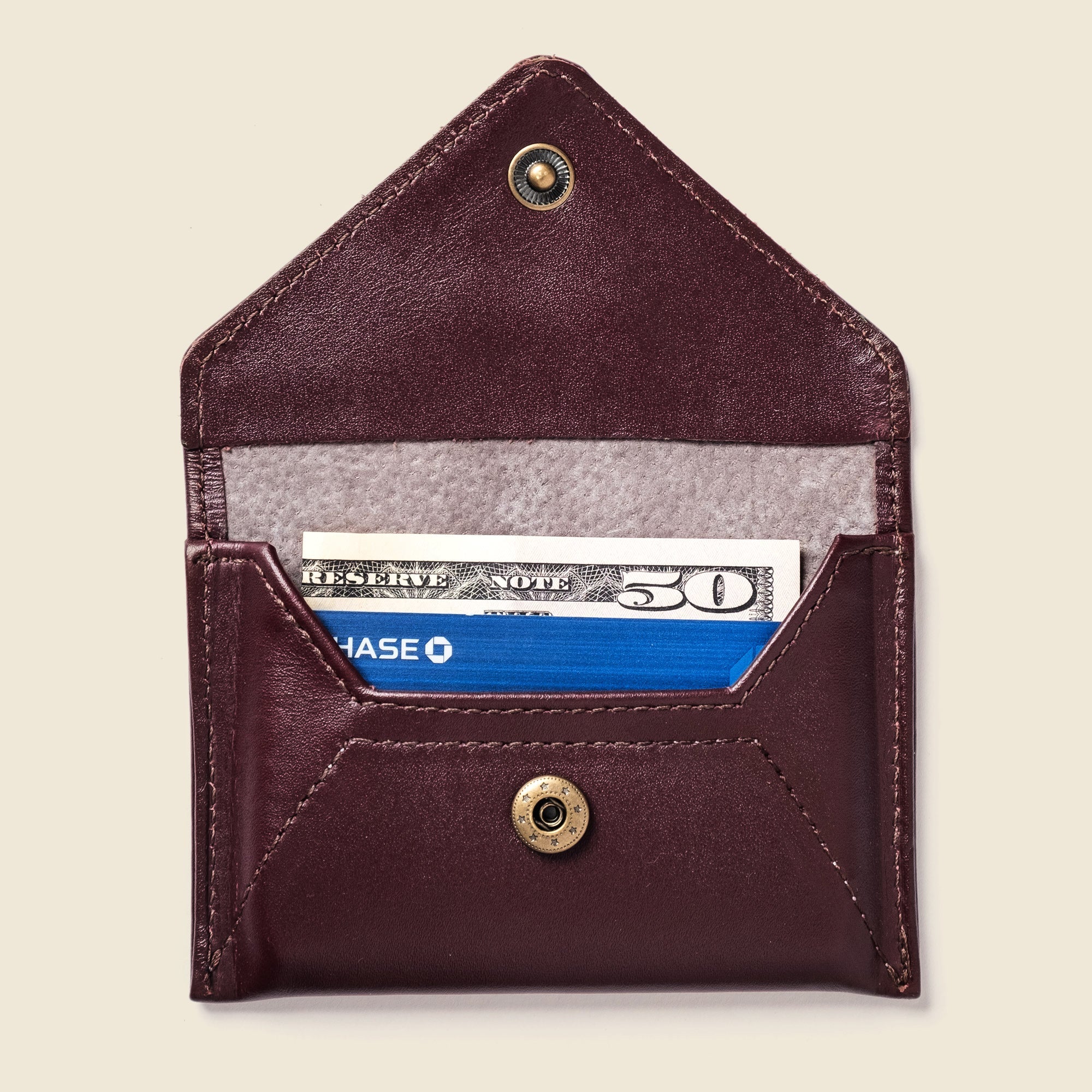 Mini Envelope Wallet With RFID protection - Burgundy - Image 2