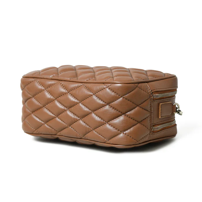 Mini Quilted Crossbody Bag, Rich Brown - Image 7