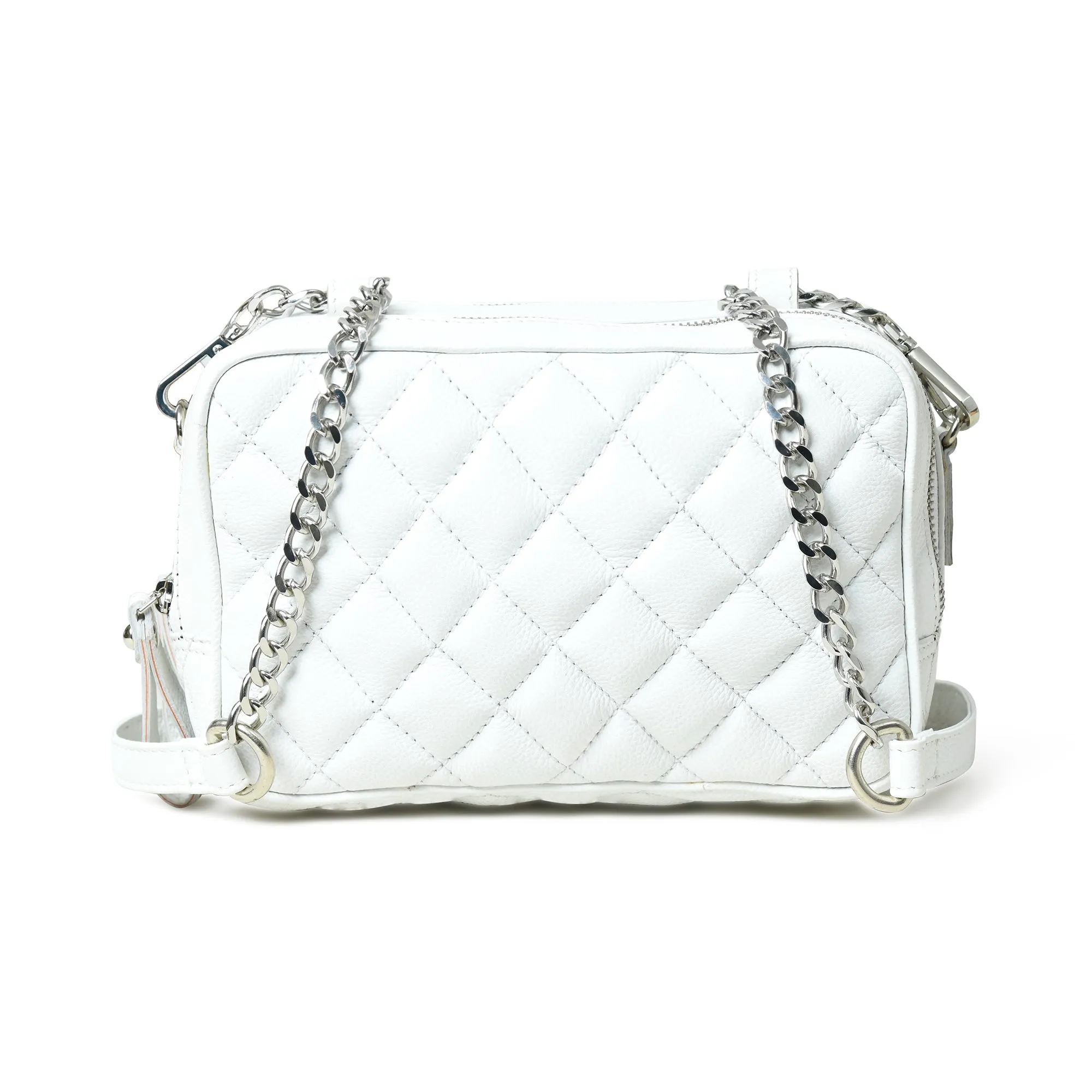 Mini Quilted Crossbody Bag, White - Image 2