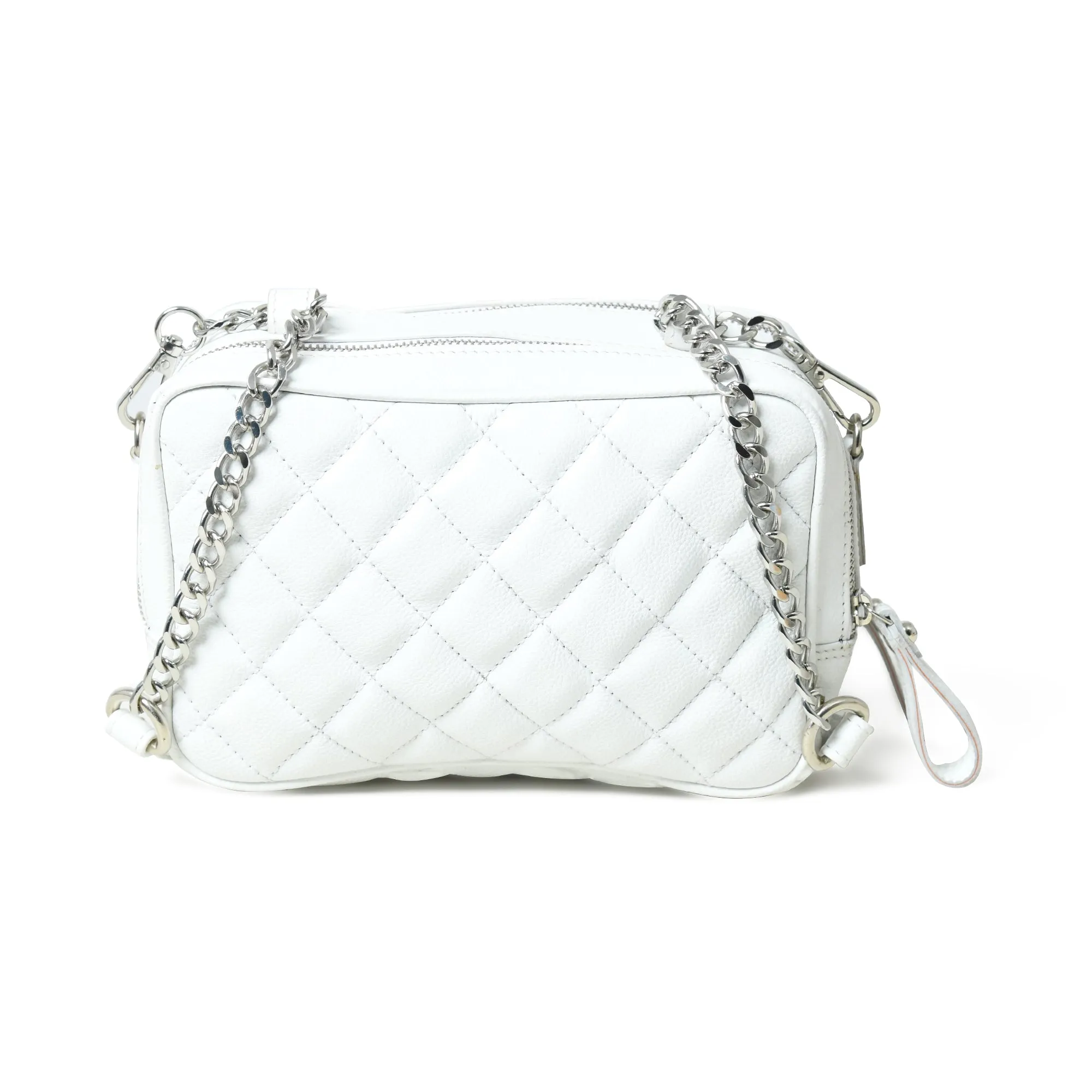 Mini Quilted Crossbody Bag, White - Image 6