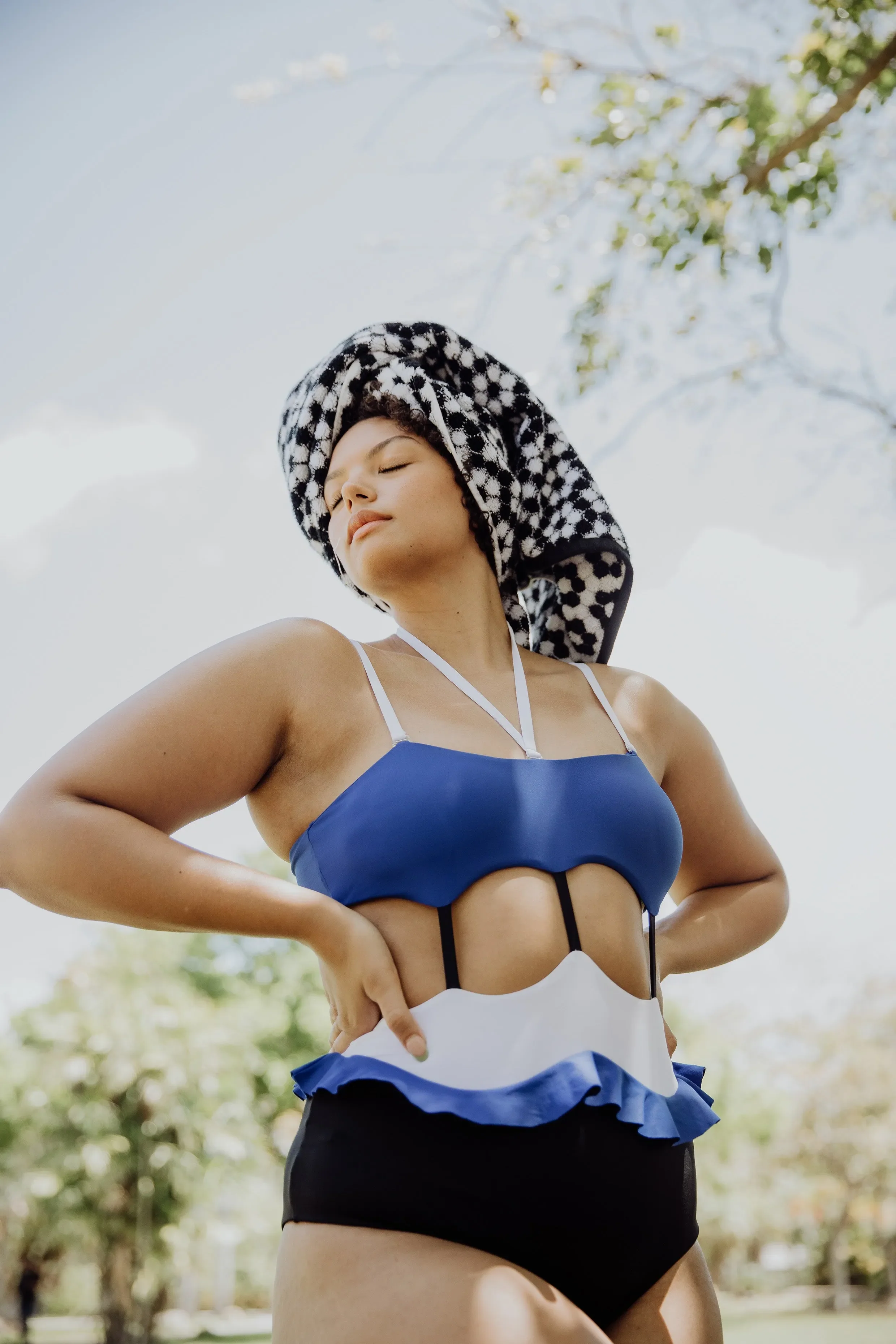 Mitchy one piece swimsuit with ruffle waist and convertible straps - Image 2